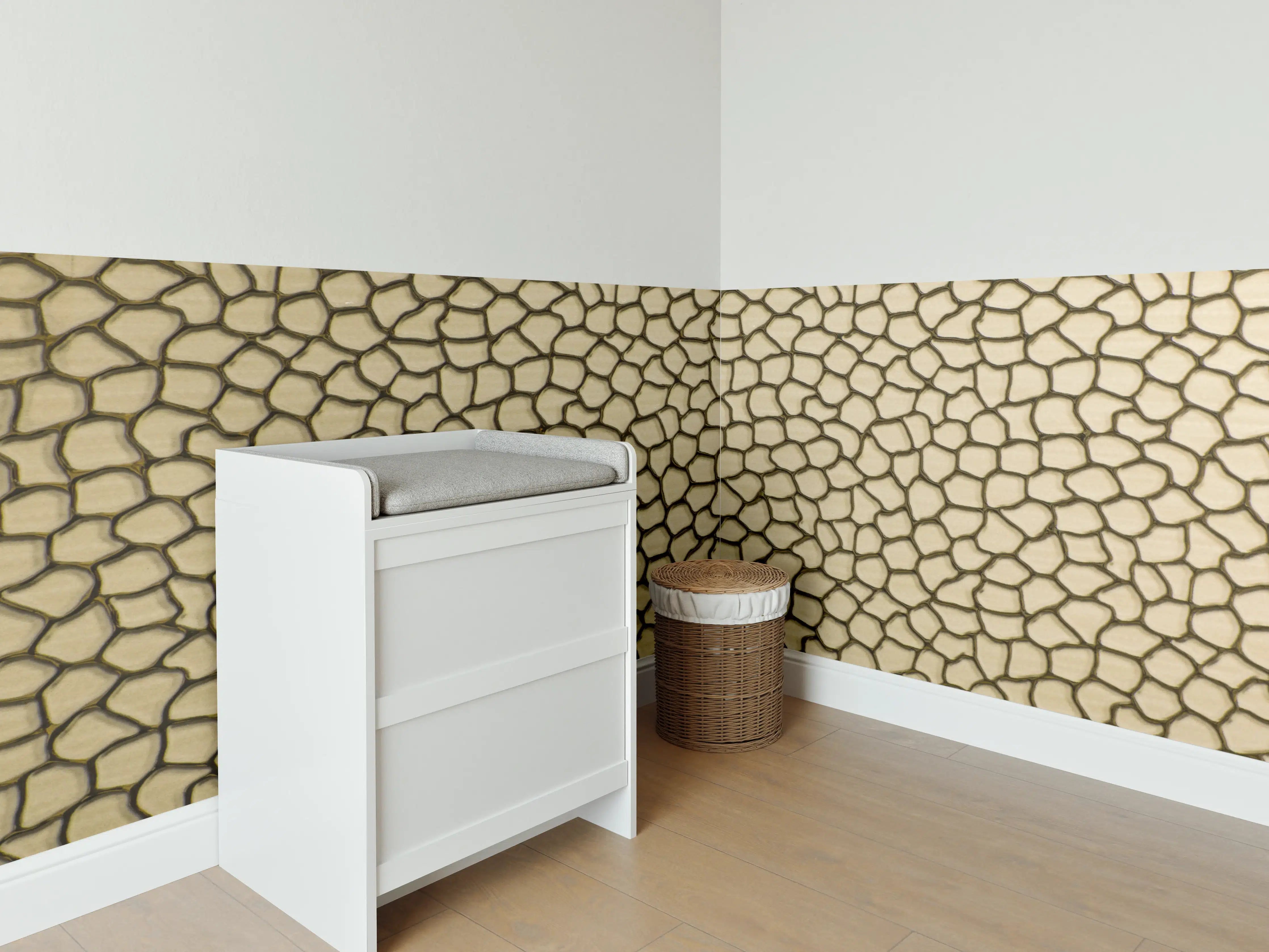 Babyzimmer Wandgestaltung - Goldene Risse Textur mit warmen Tönen