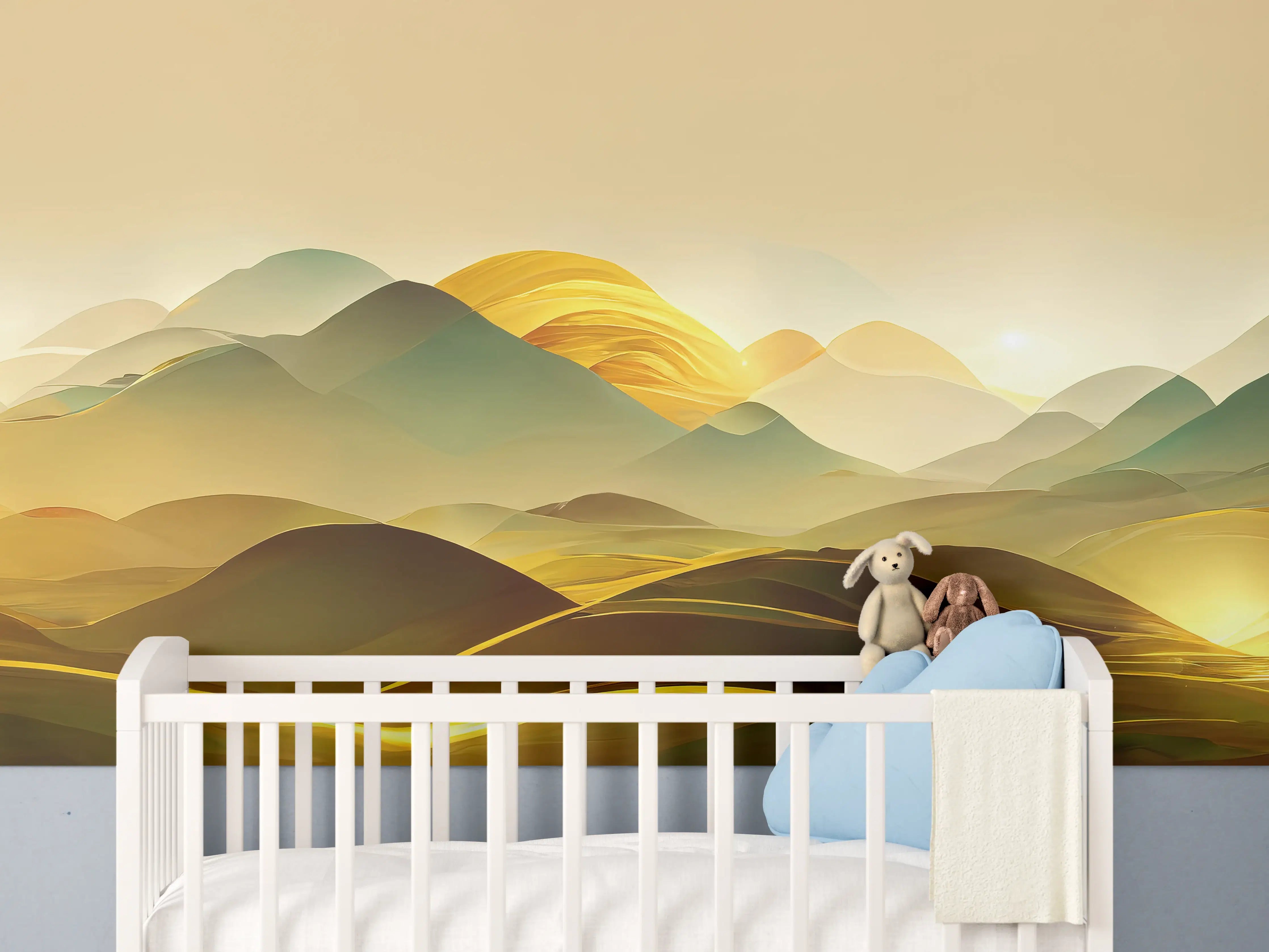 Babyzimmer Wandgestaltung - Goldene Wüste - Illustration  