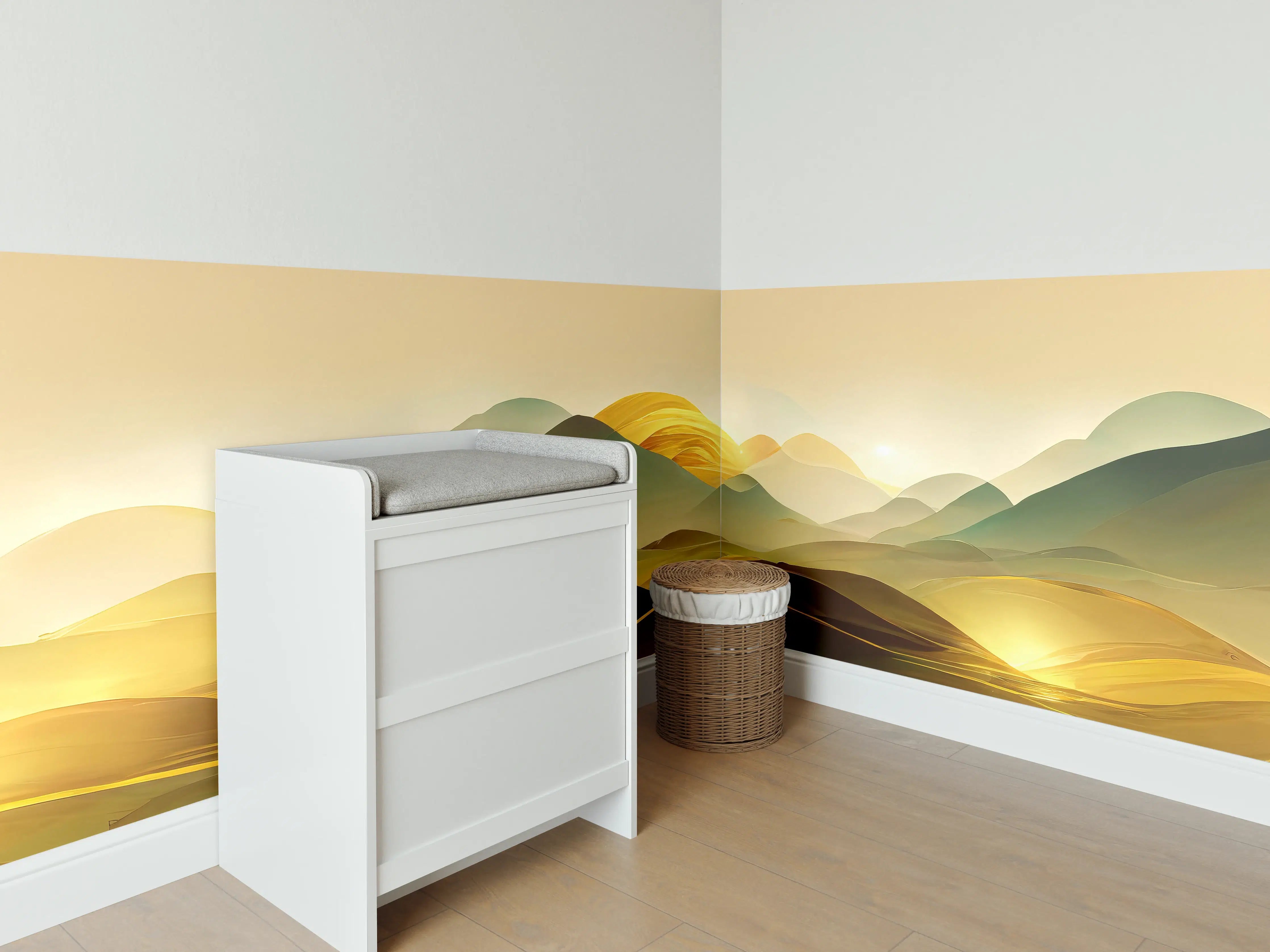 Babyzimmer Wandgestaltung - Goldene Wüste - Illustration  