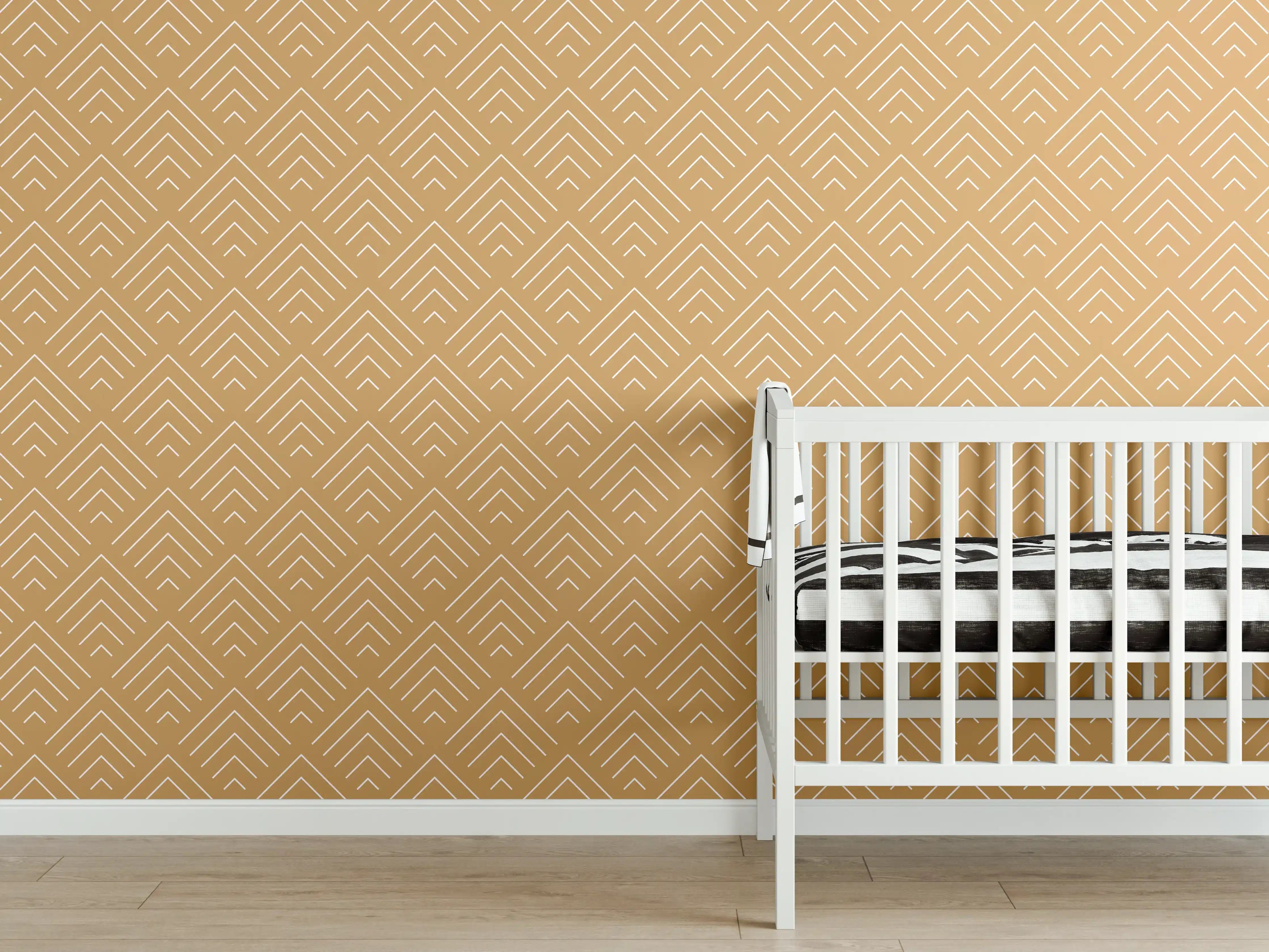 Babyzimmer Wandgestaltung - Goldene geometrische Musterwandgestaltung