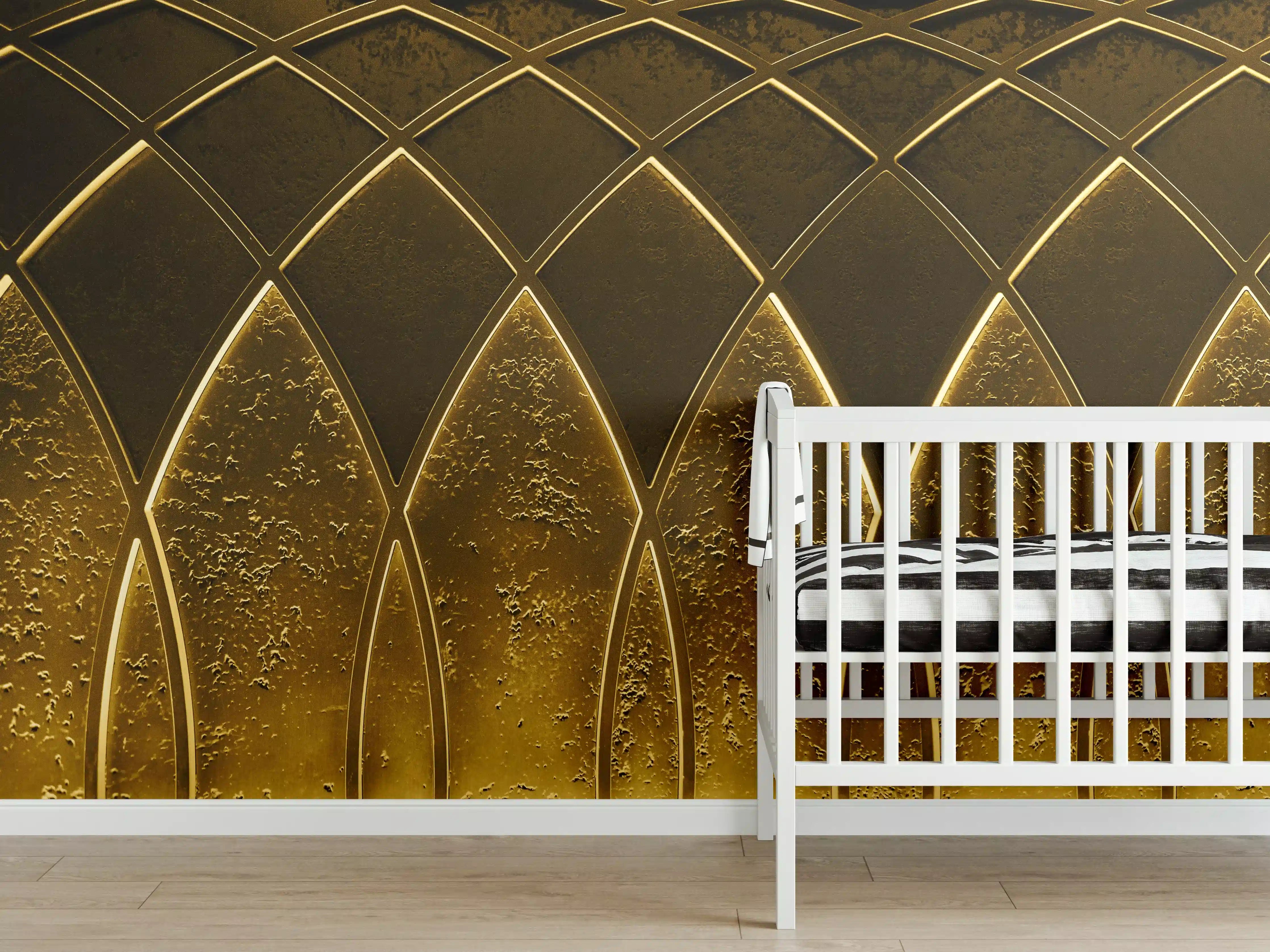 Babyzimmer Wandgestaltung - Goldenes Art-Deco-Geometriemuster