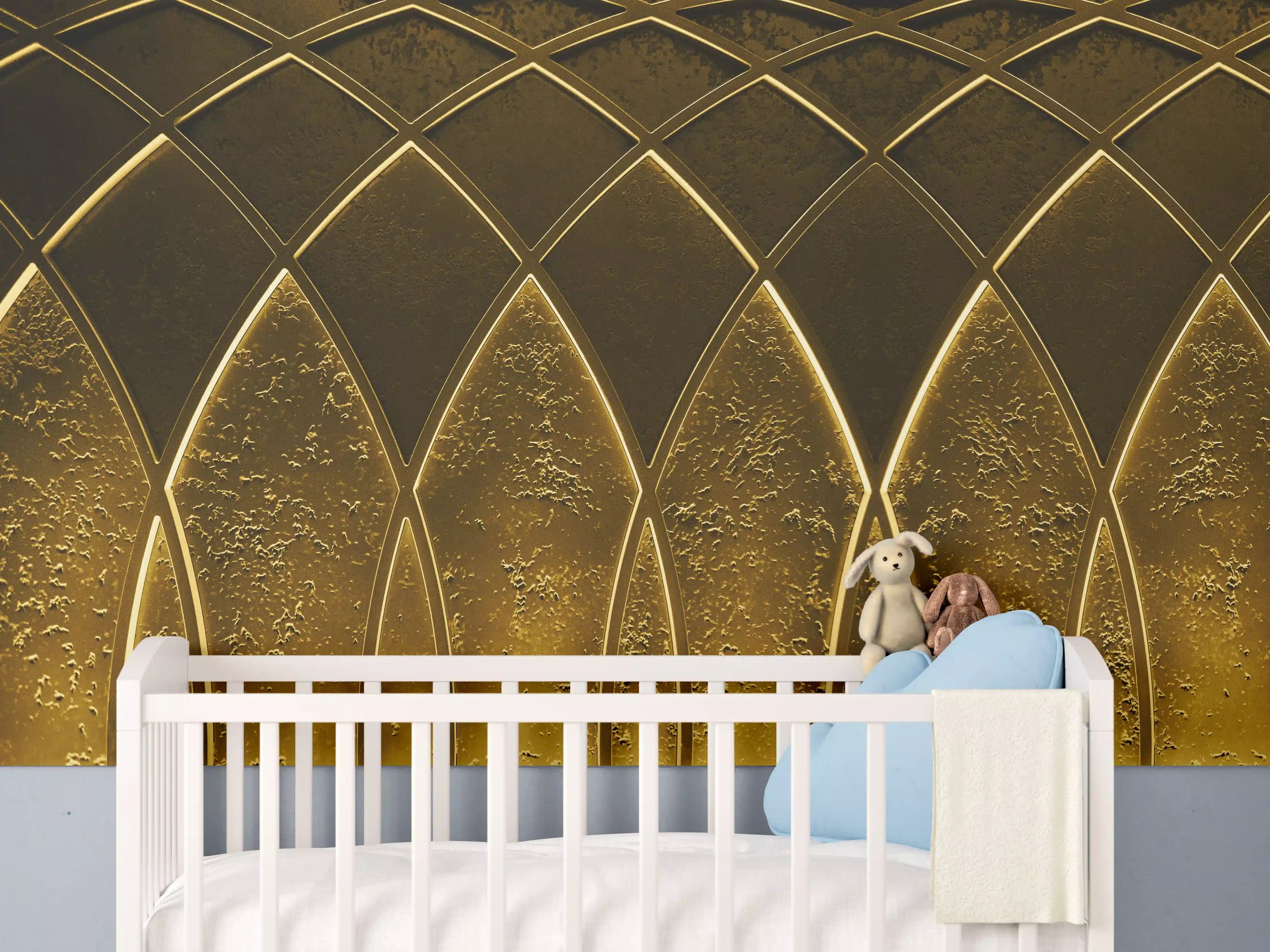 Babyzimmer Wandgestaltung - Goldenes Art-Deco-Geometriemuster