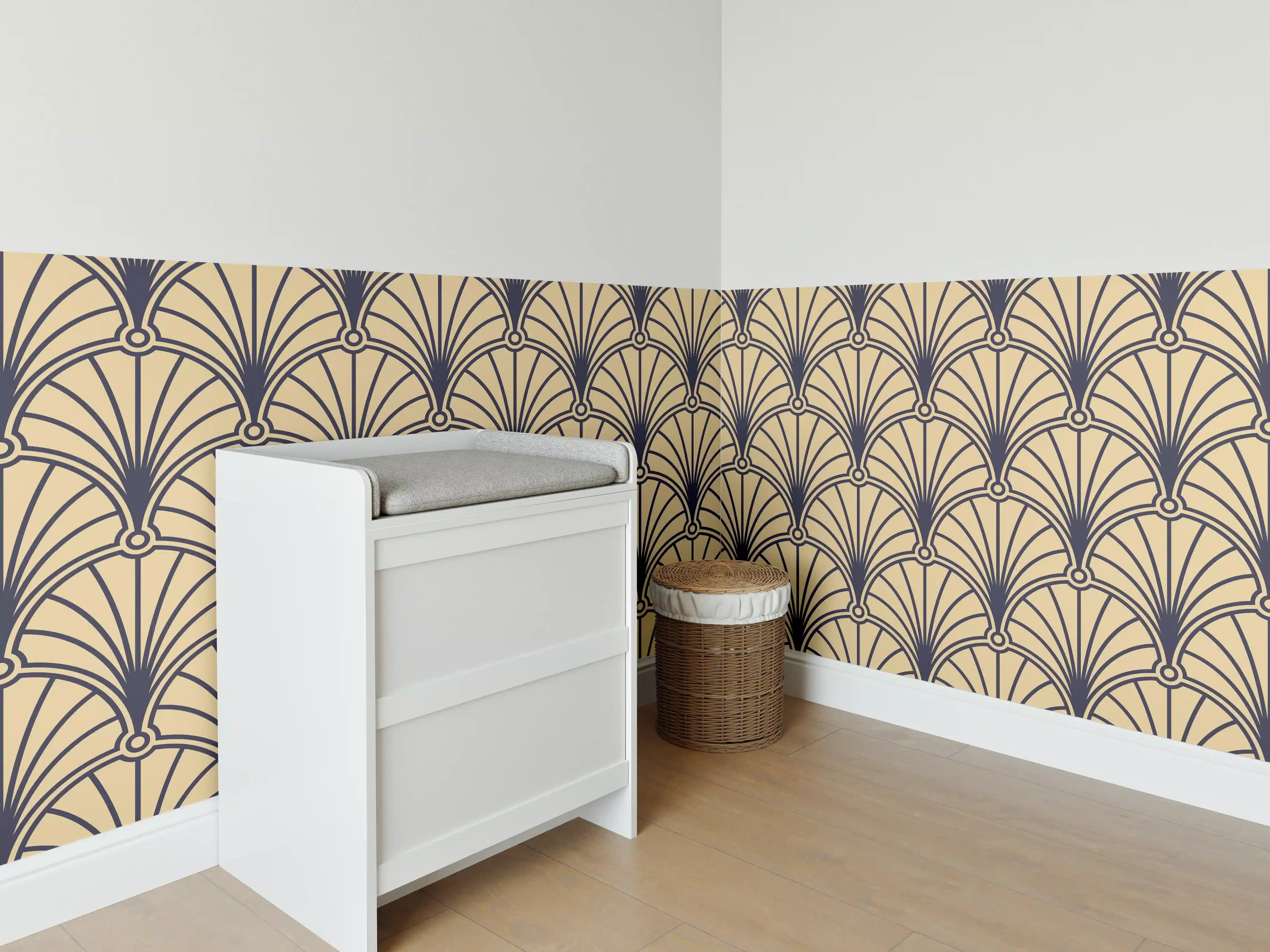 Babyzimmer Wandgestaltung - Goldenes Art-Deco-Muster