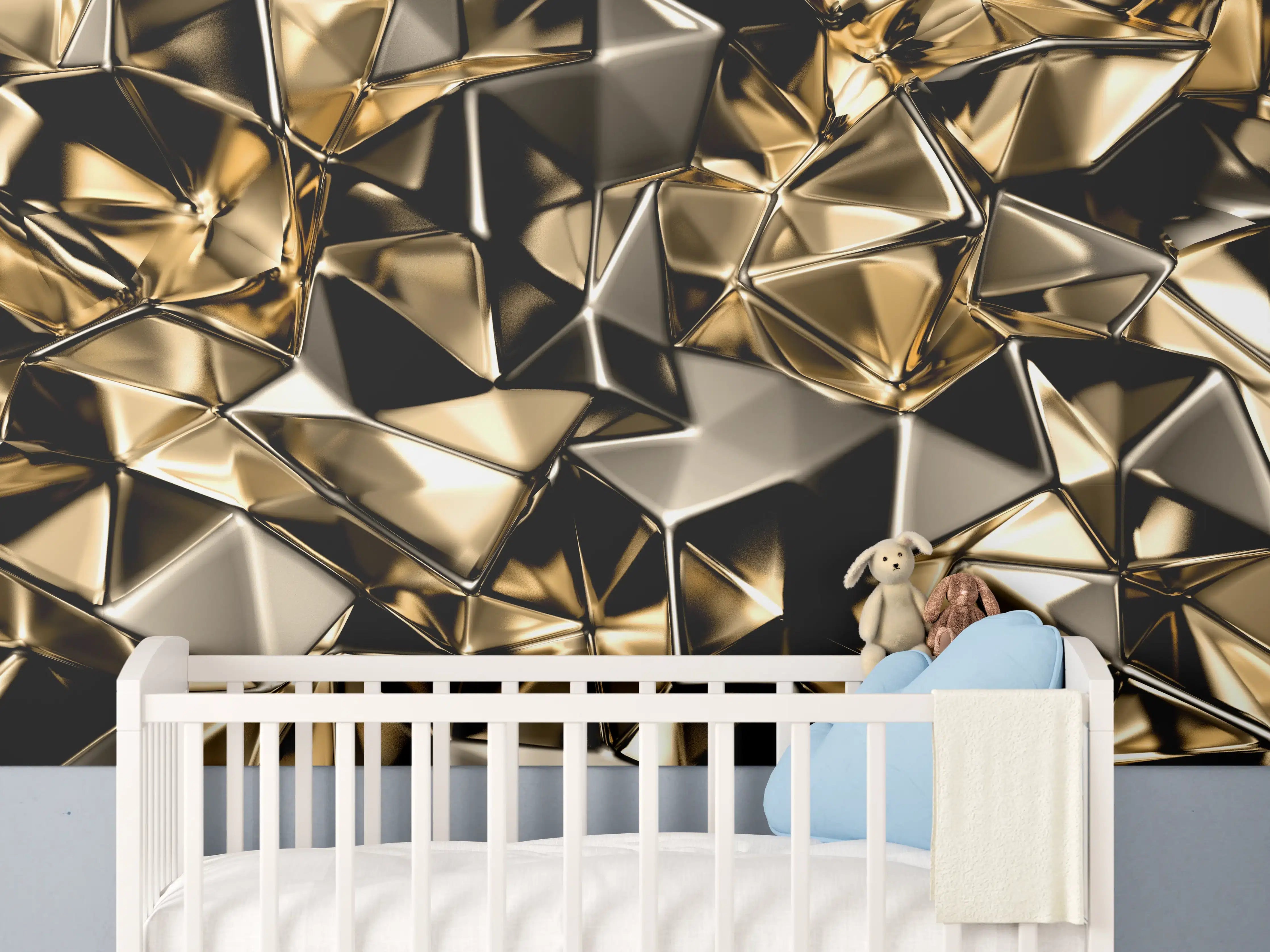 Babyzimmer Wandgestaltung - Goldenes Dreieck-Kristall-Design