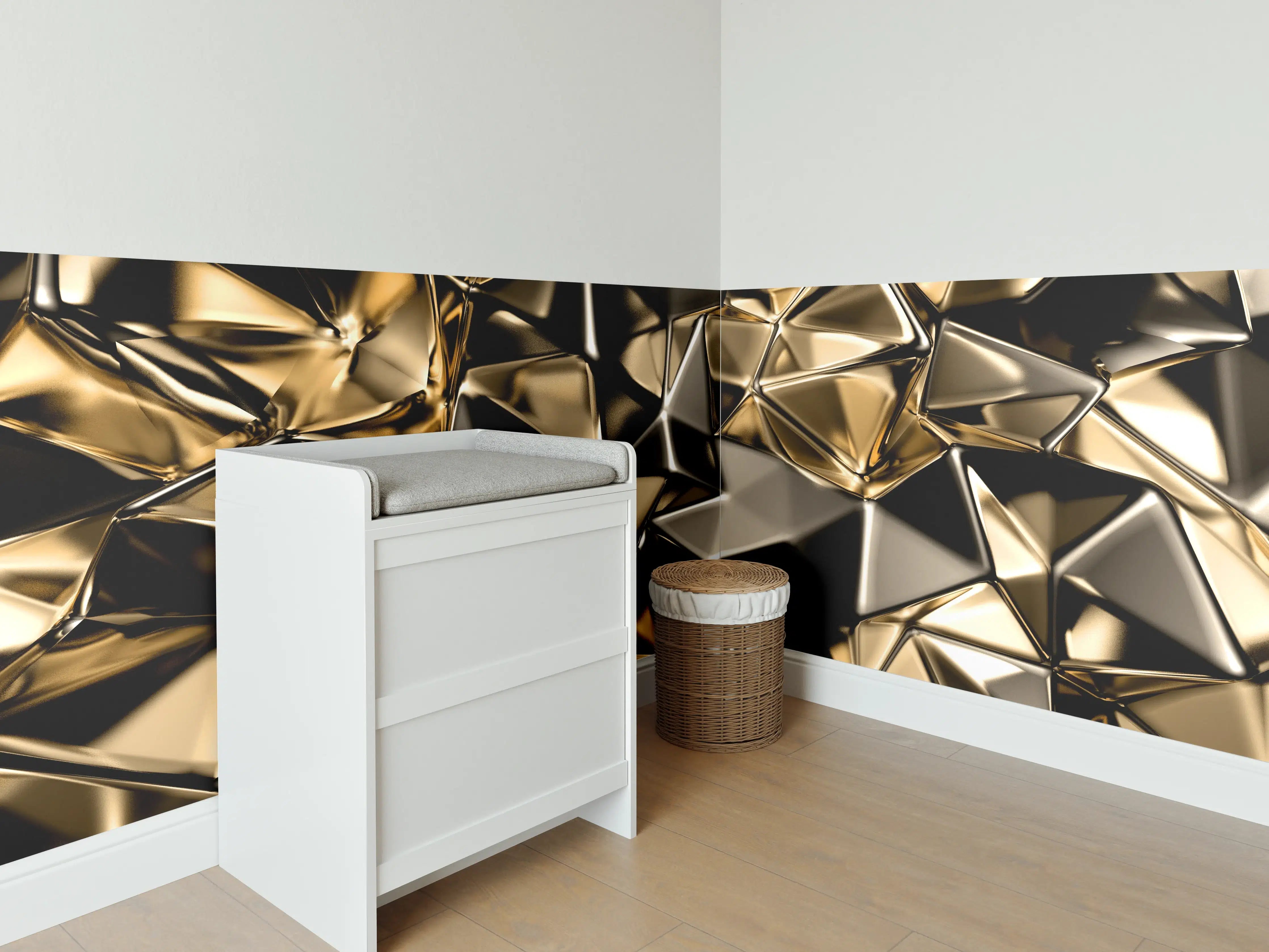 Babyzimmer Wandgestaltung - Goldenes Dreieck-Kristall-Design