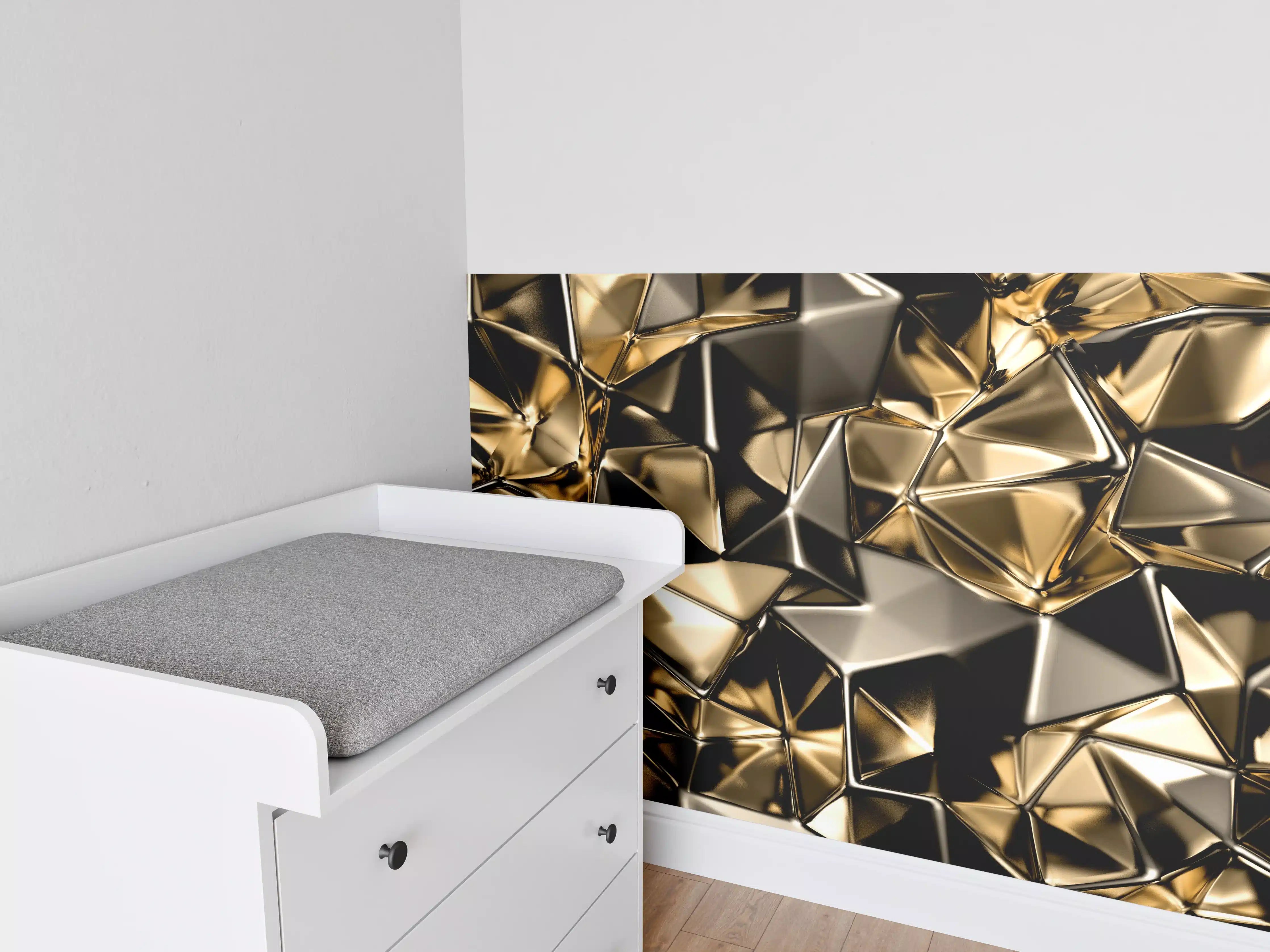 Babyzimmer Wandgestaltung - Goldenes Dreieck-Kristall-Design
