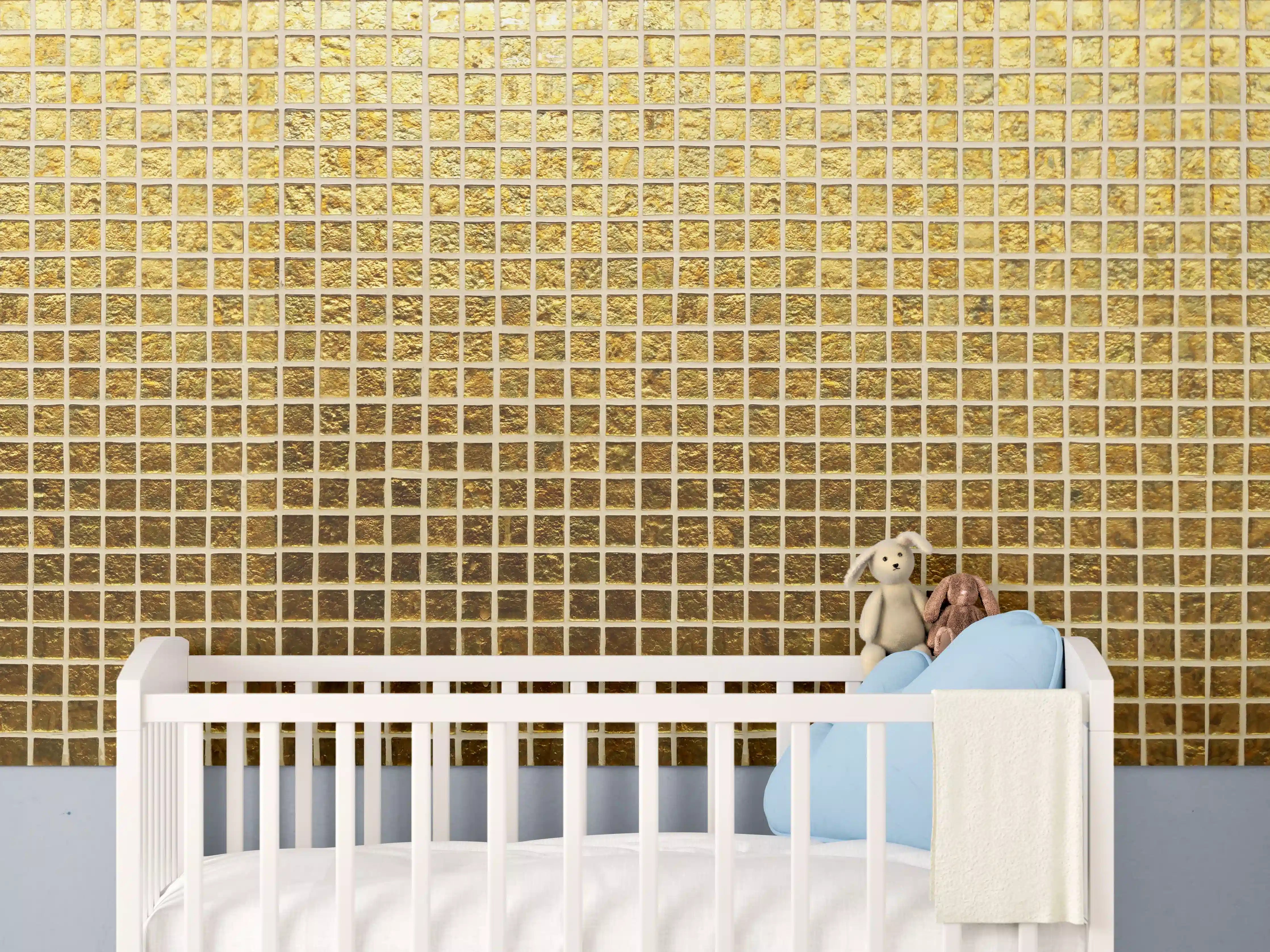 Babyzimmer Wandgestaltung - Goldenes Fliesenmuster
