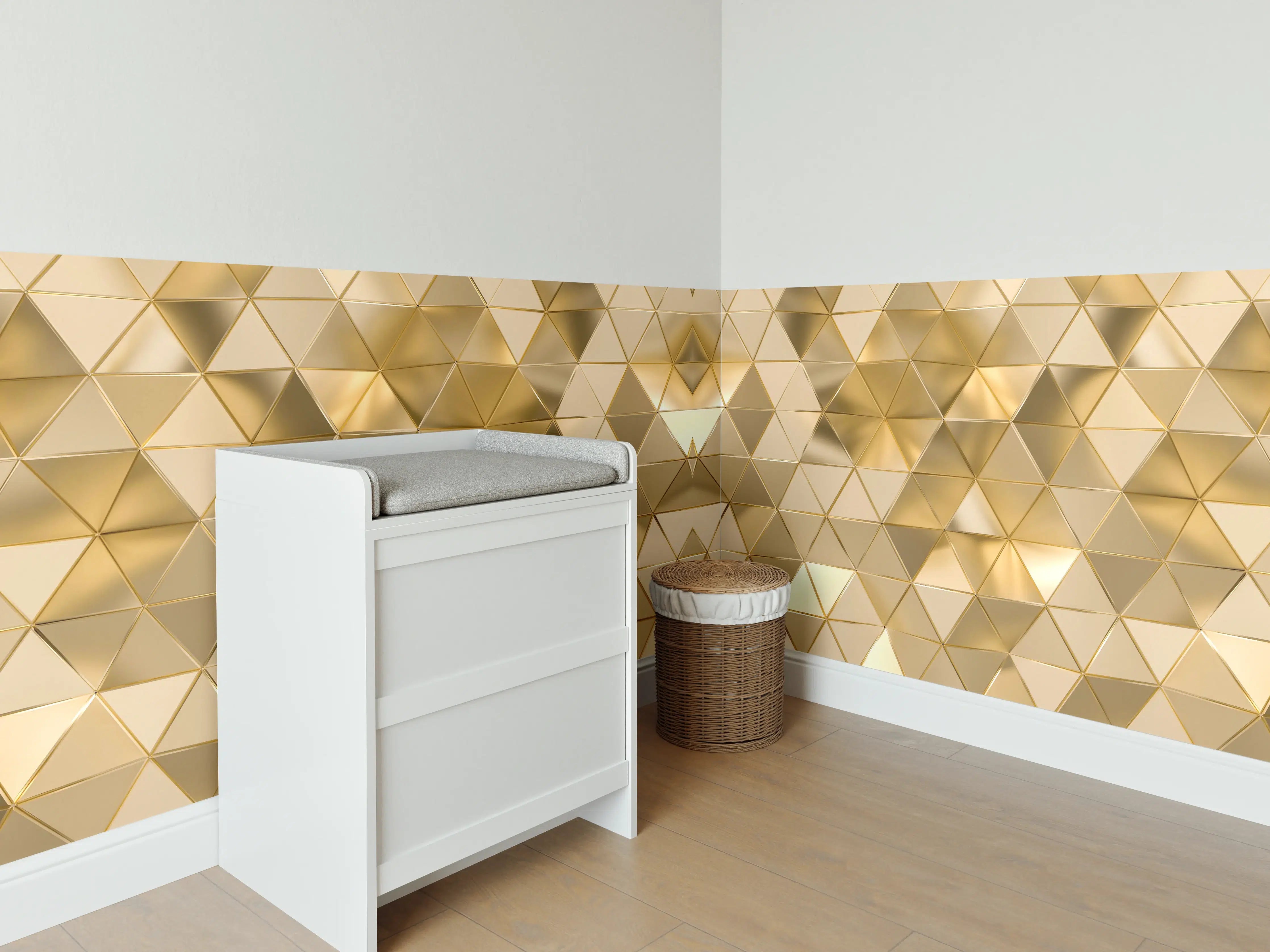 Babyzimmer Wandgestaltung - Goldenes Geometrie-Muster