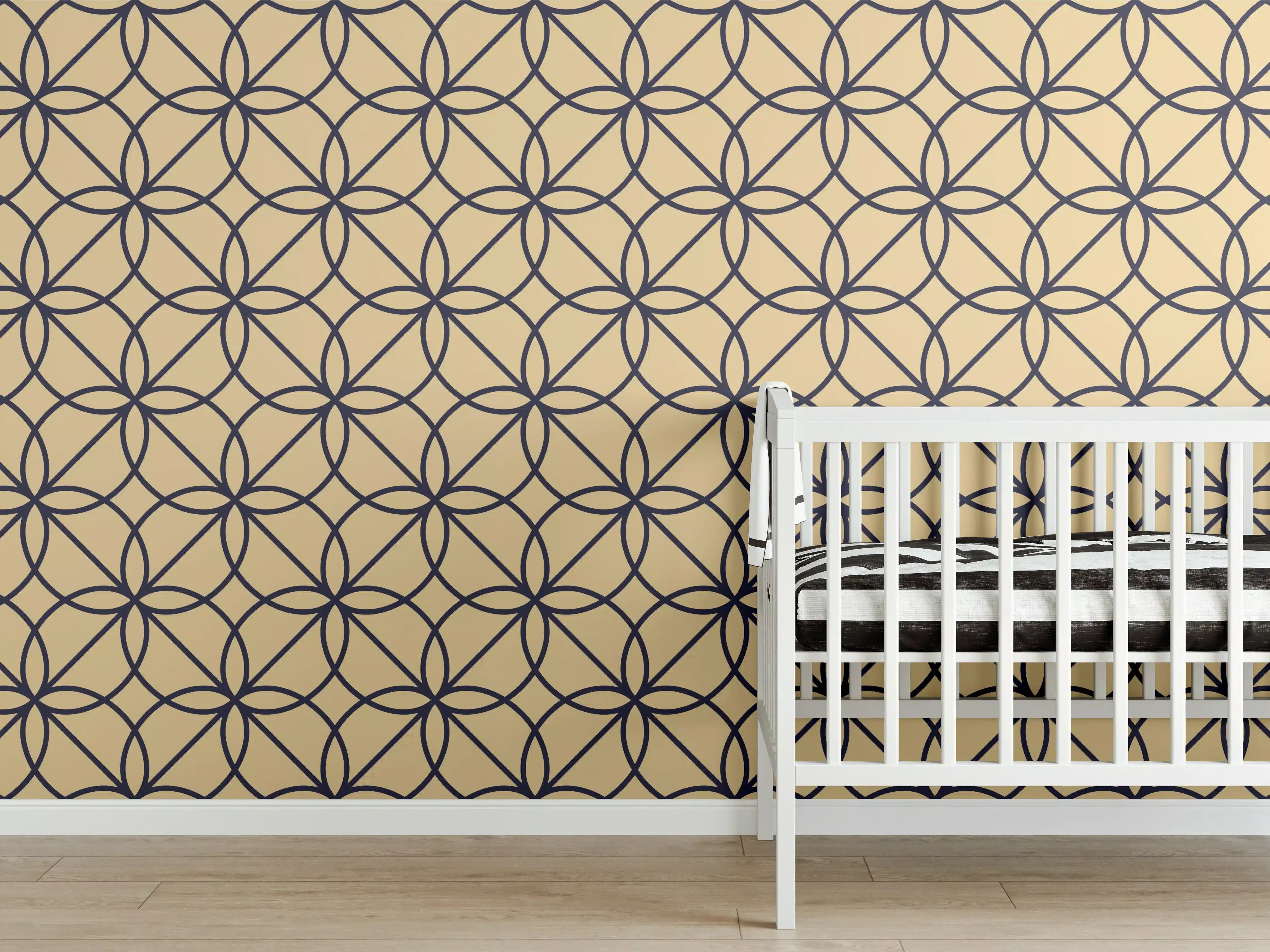 Babyzimmer Wandgestaltung - Goldenes Geometrisches Muster