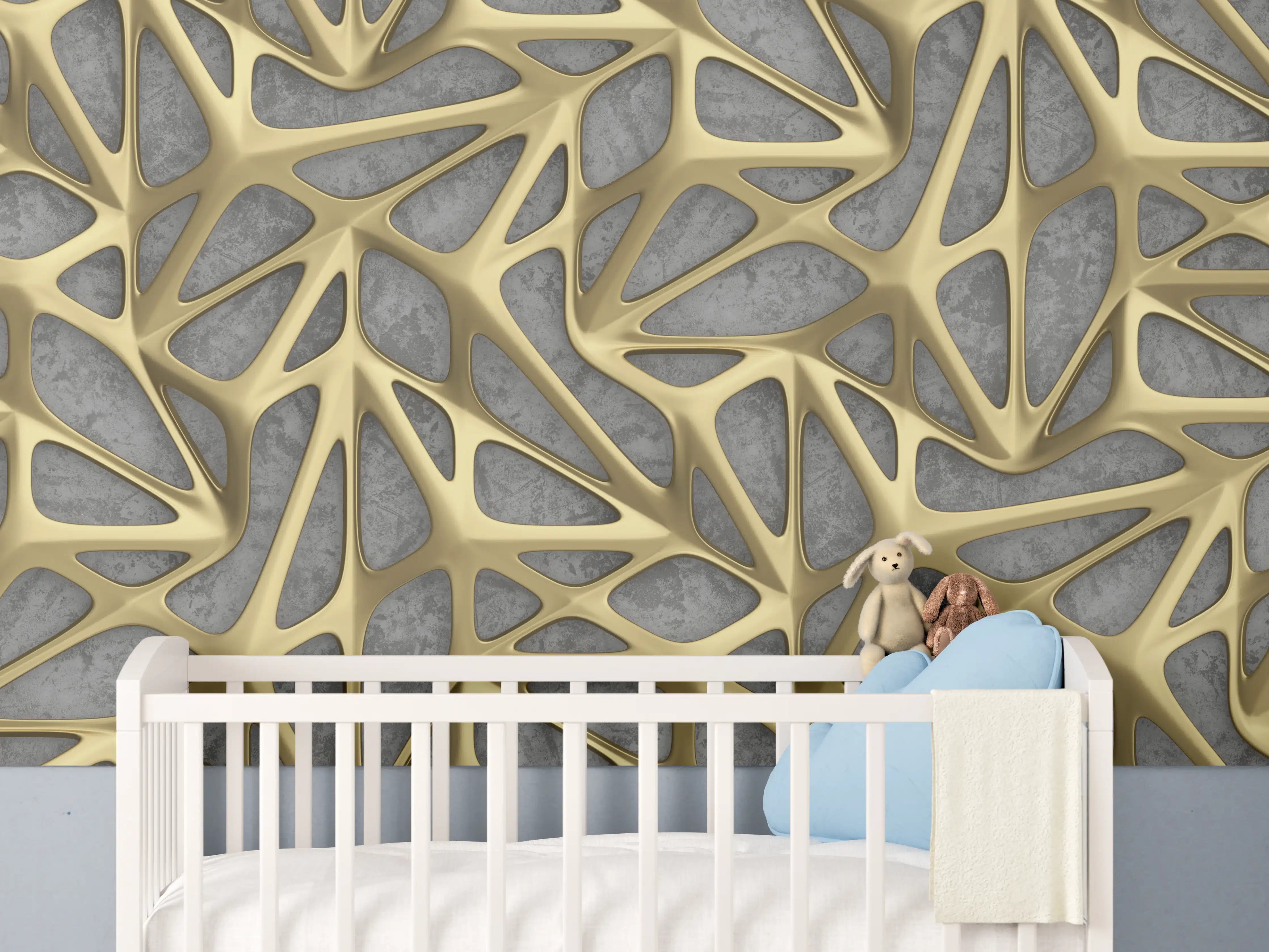 Babyzimmer Wandgestaltung - Goldenes Gitter Muster
