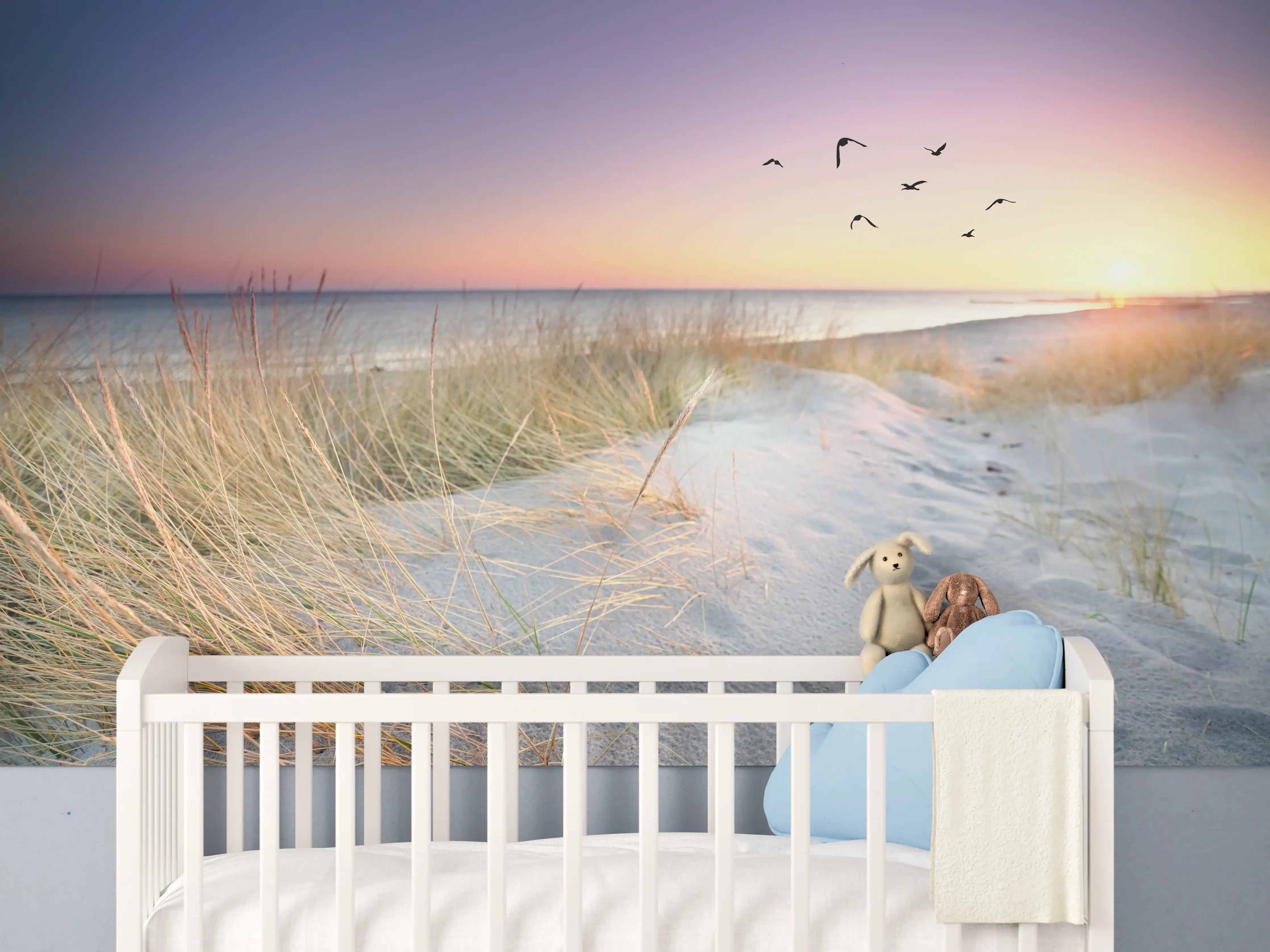 Babyzimmer Wandgestaltung - Goldenes Sonnenlicht an der Ostsee