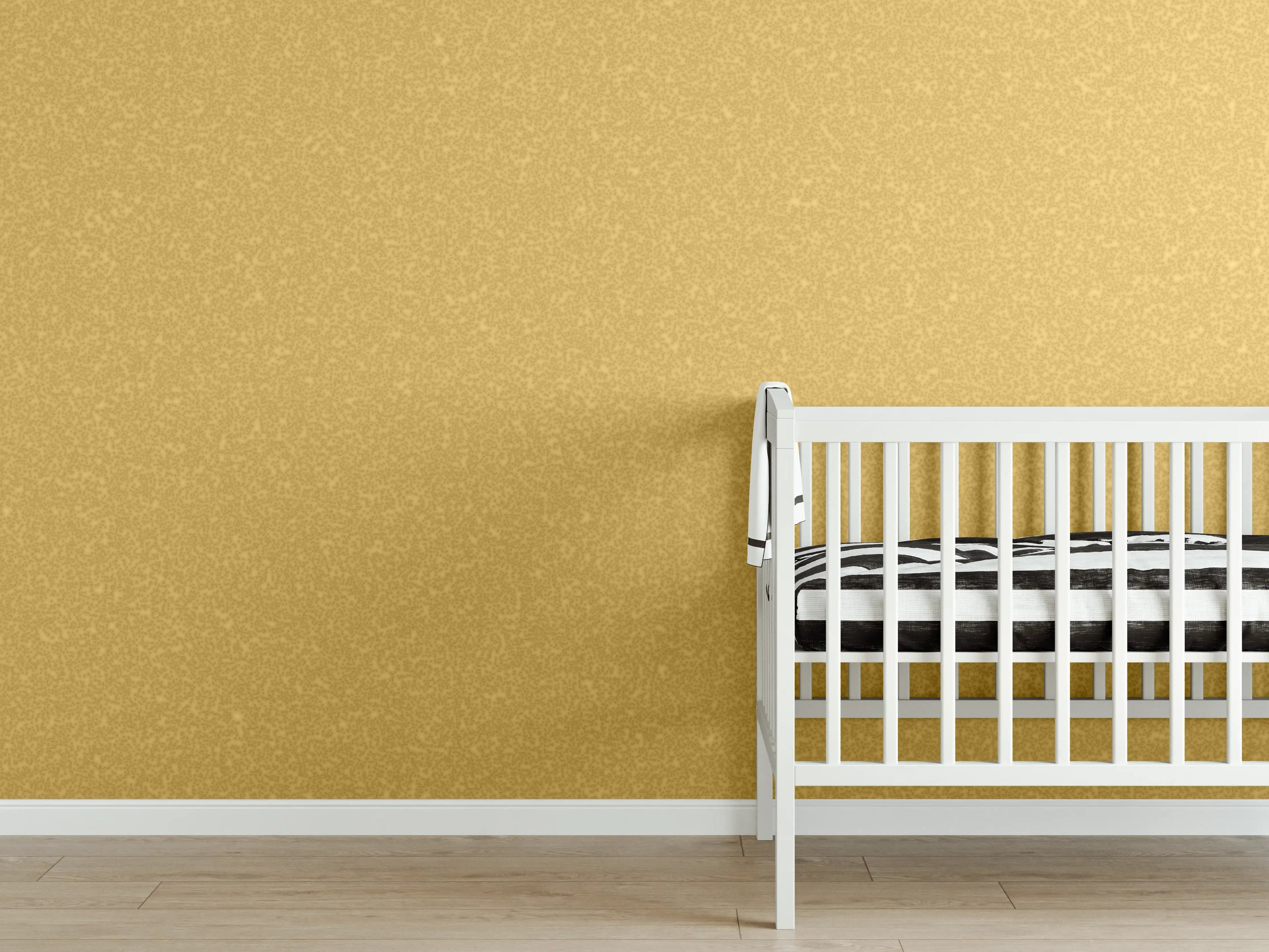 Babyzimmer Wandgestaltung - Goldenes Wandmuster - Narzissen Farbe