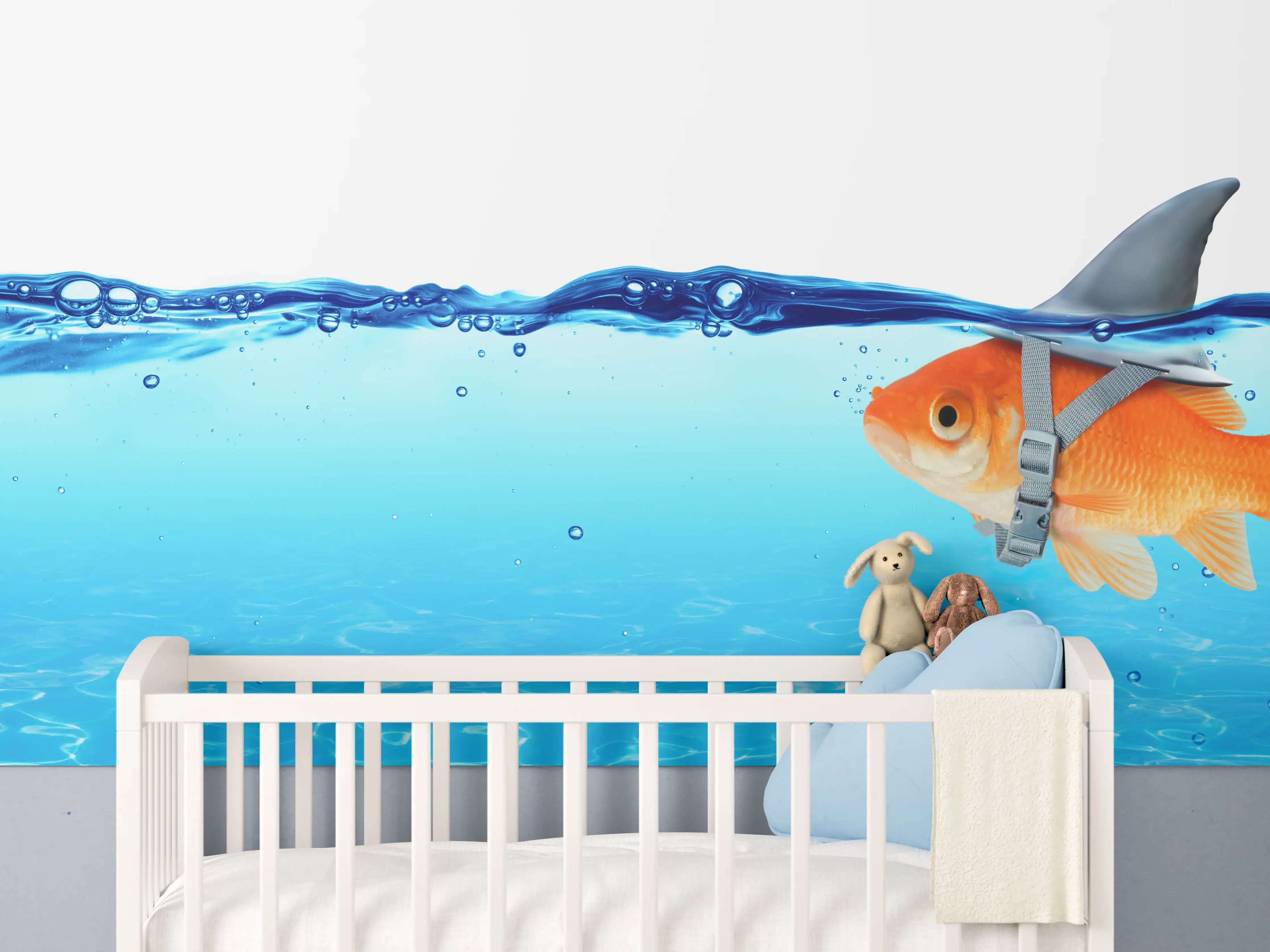 Babyzimmer Wandgestaltung - Goldfisch als Hai