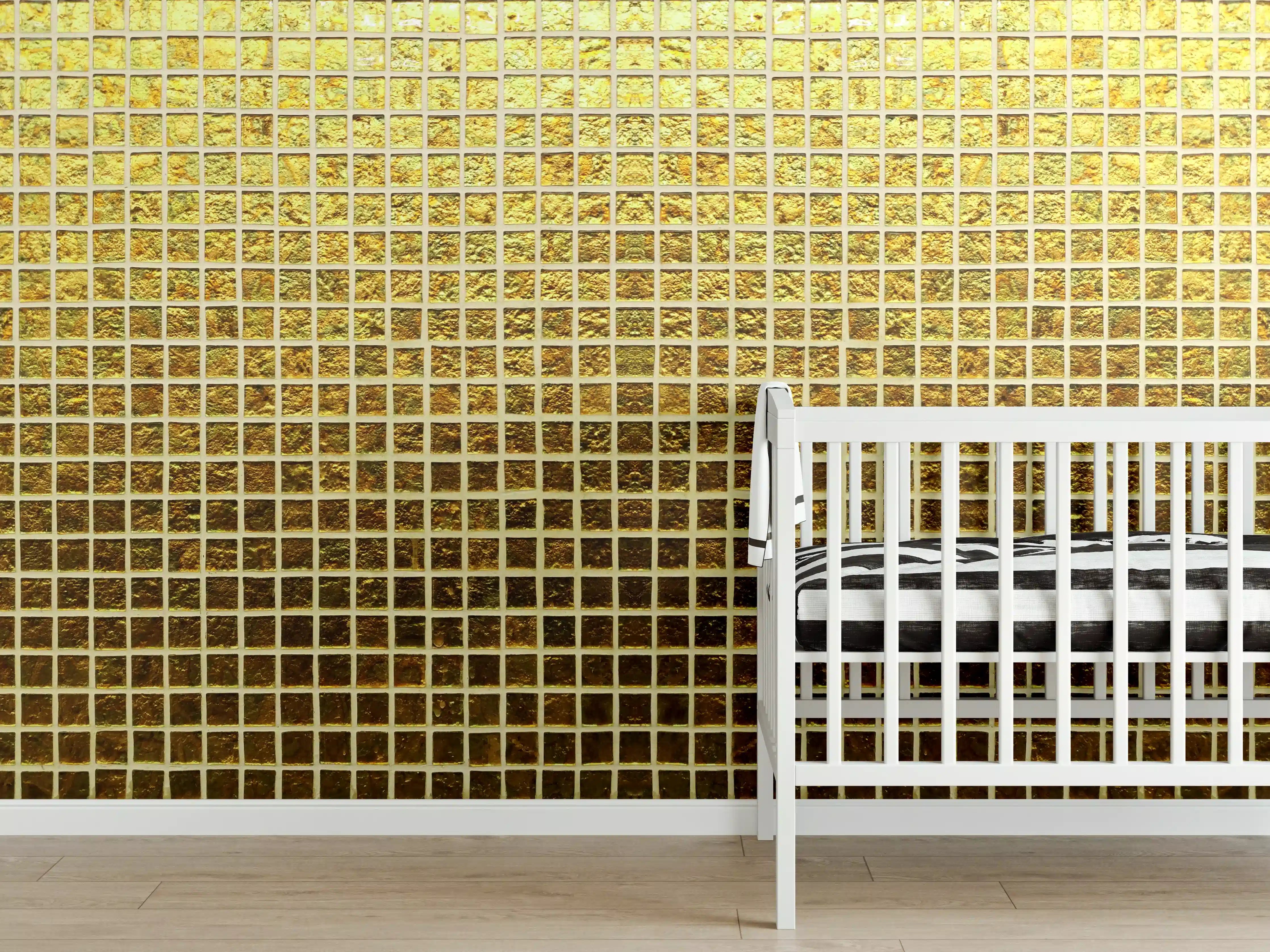 Babyzimmer Wandgestaltung - Goldmosaik mit Glanzeffekt