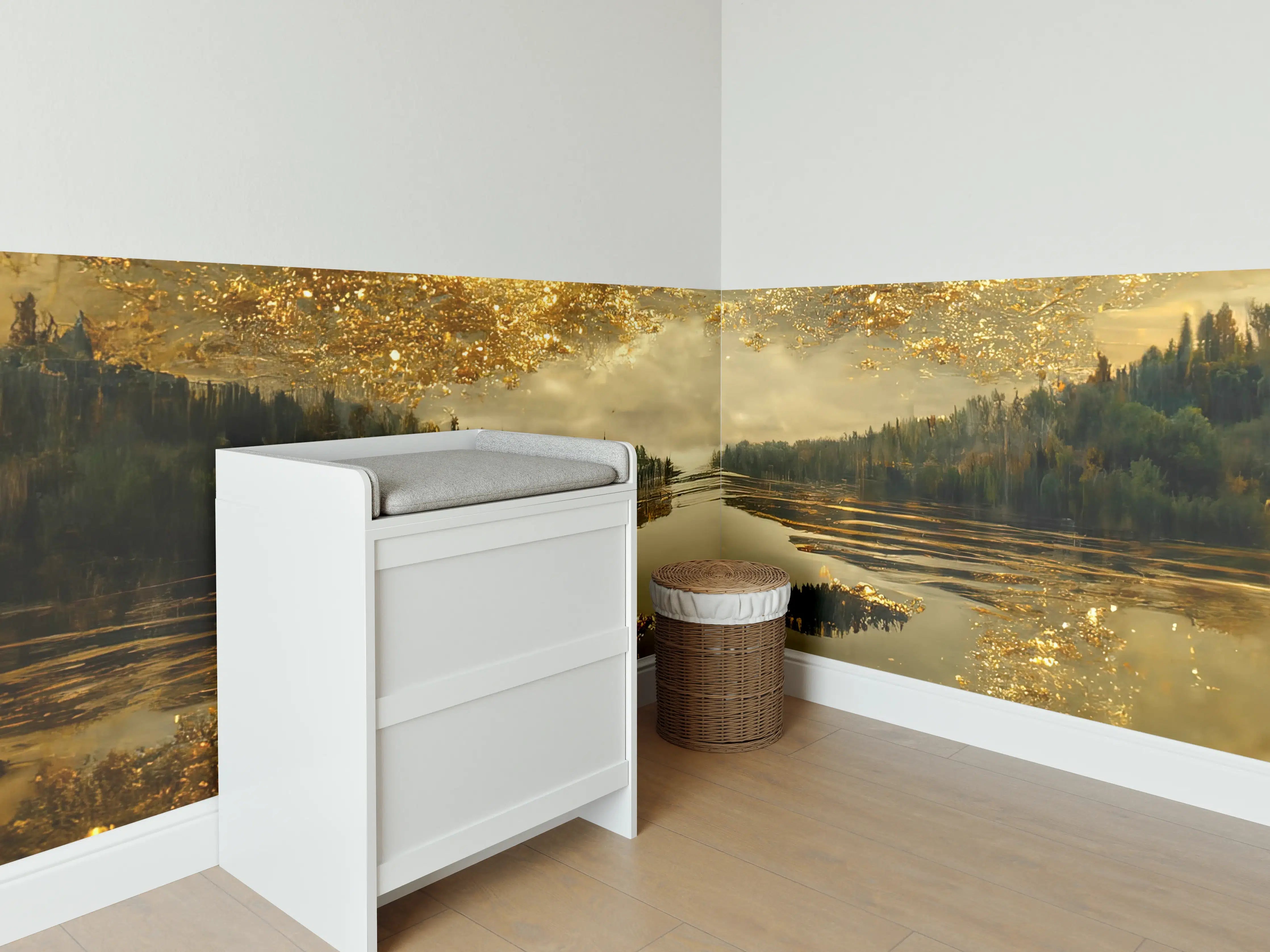 Babyzimmer Wandgestaltung - Goldstaub über Fluss