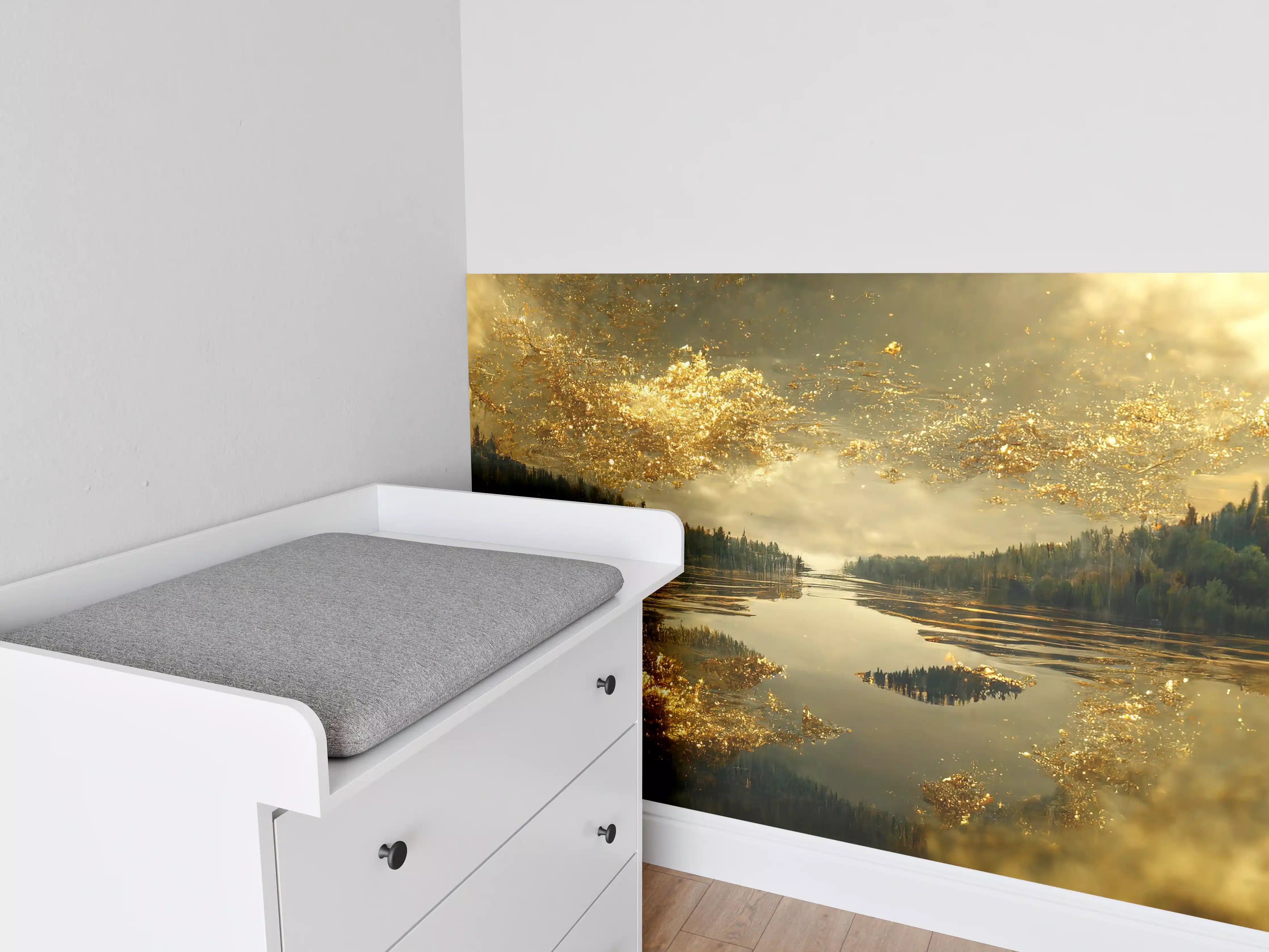 Babyzimmer Wandgestaltung - Goldstaub über Fluss