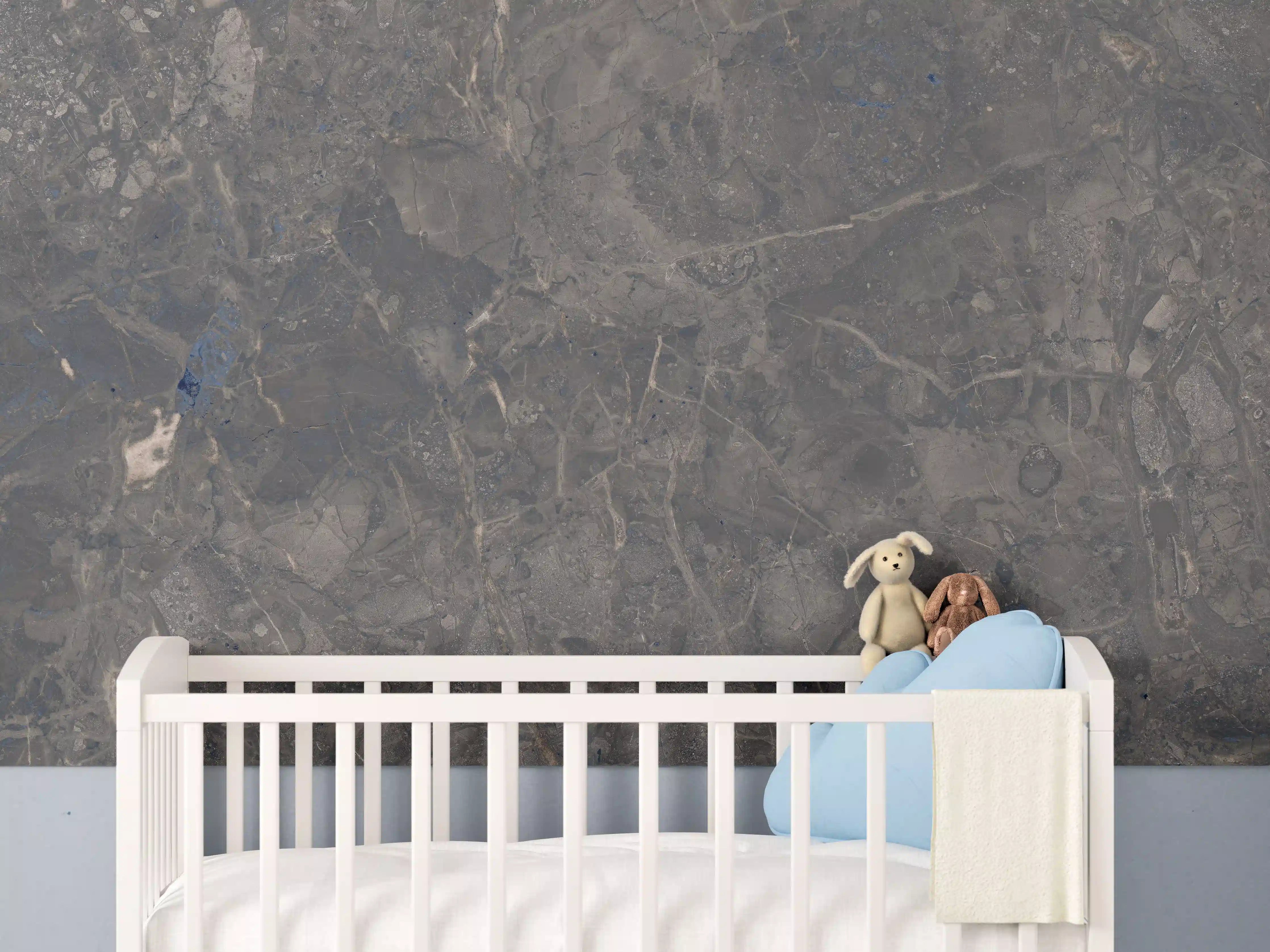Babyzimmer Wandgestaltung - Gräulich Rustikale Marmor Textur