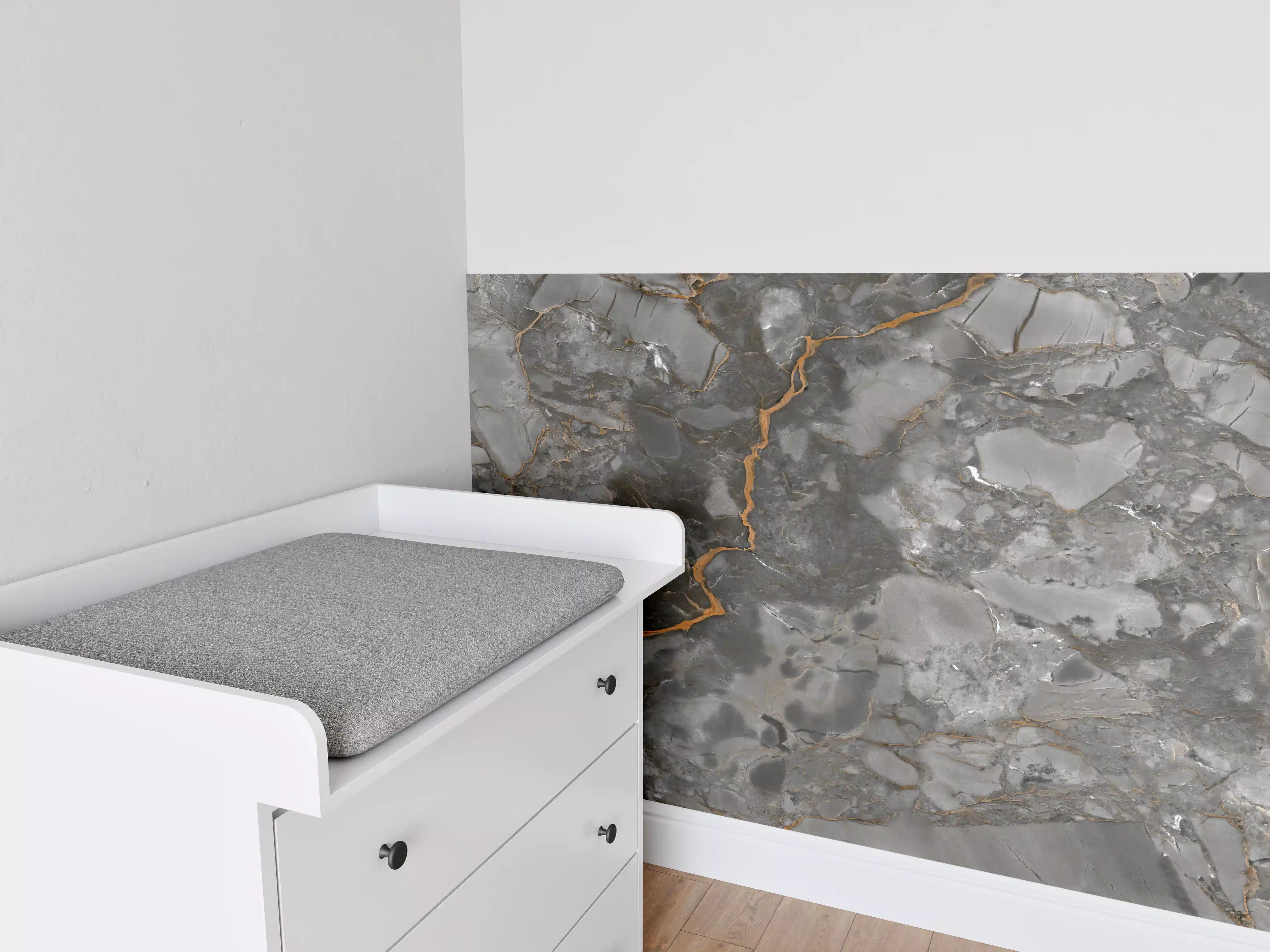 Babyzimmer Wandgestaltung - Gräulich-Schwarzer Marmor
