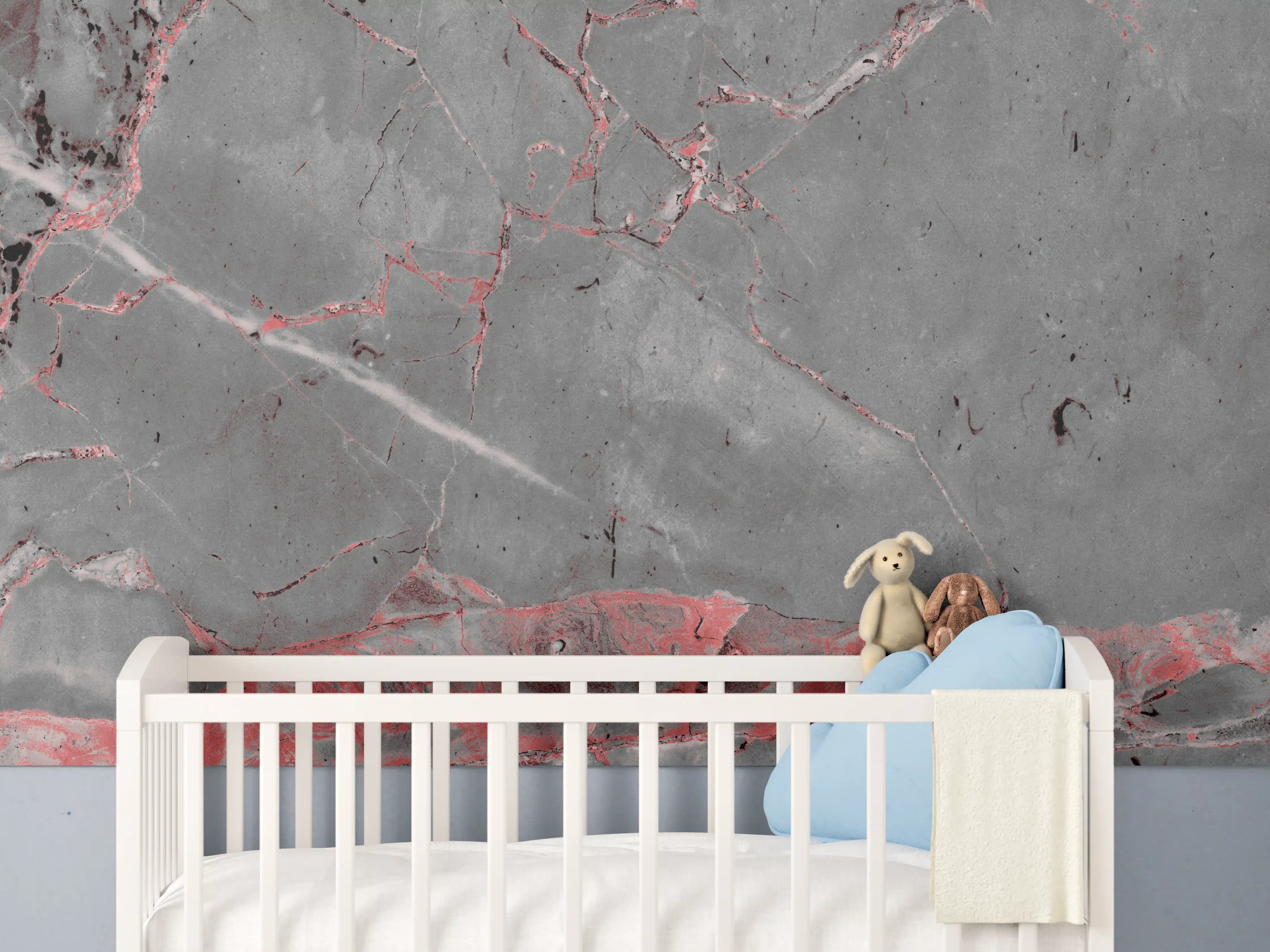 Babyzimmer Wandgestaltung - Gräulich-rote Marmor Textur