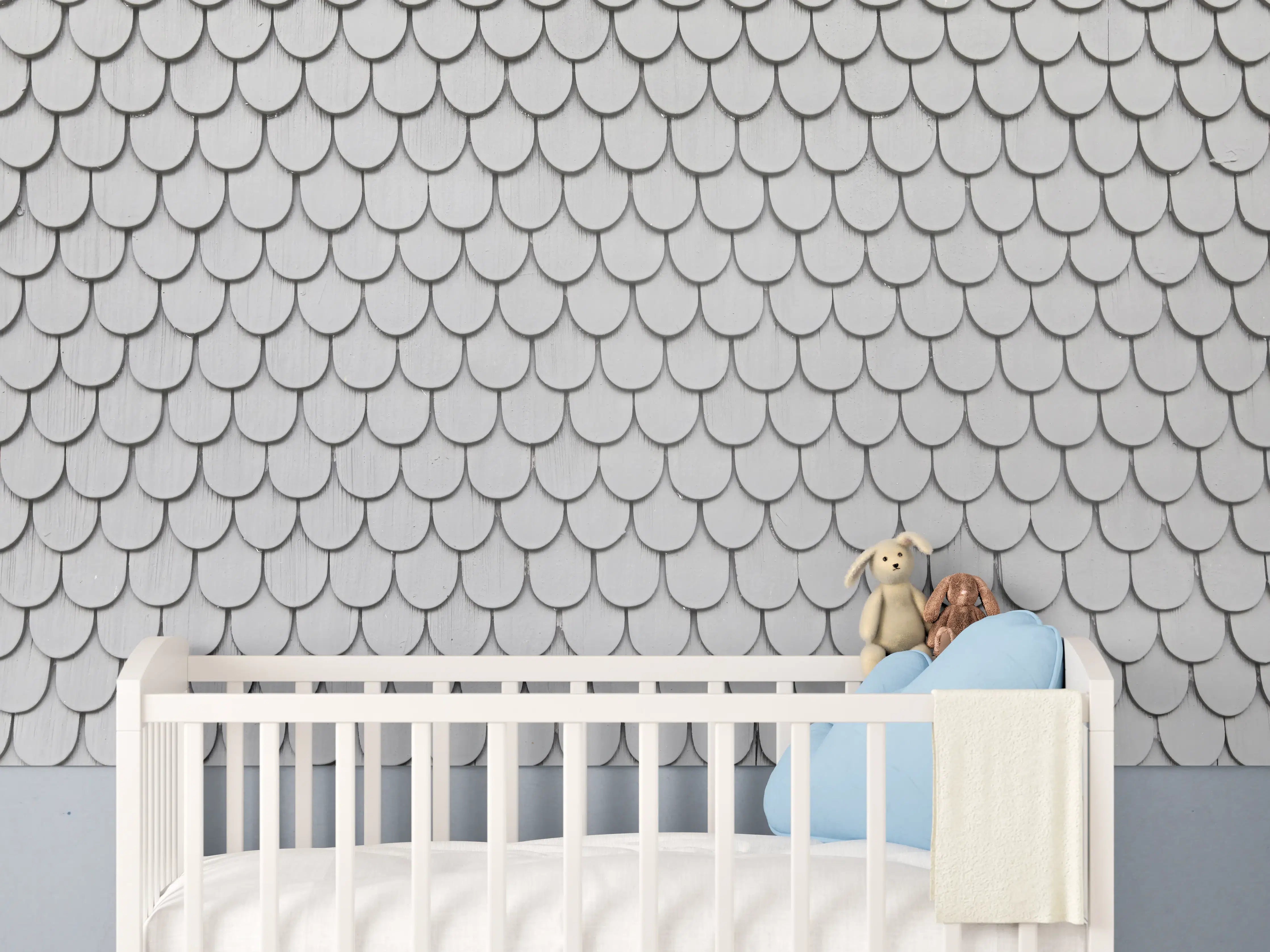 Babyzimmer Wandgestaltung - Gräuliche Holzschindeln - Bayern