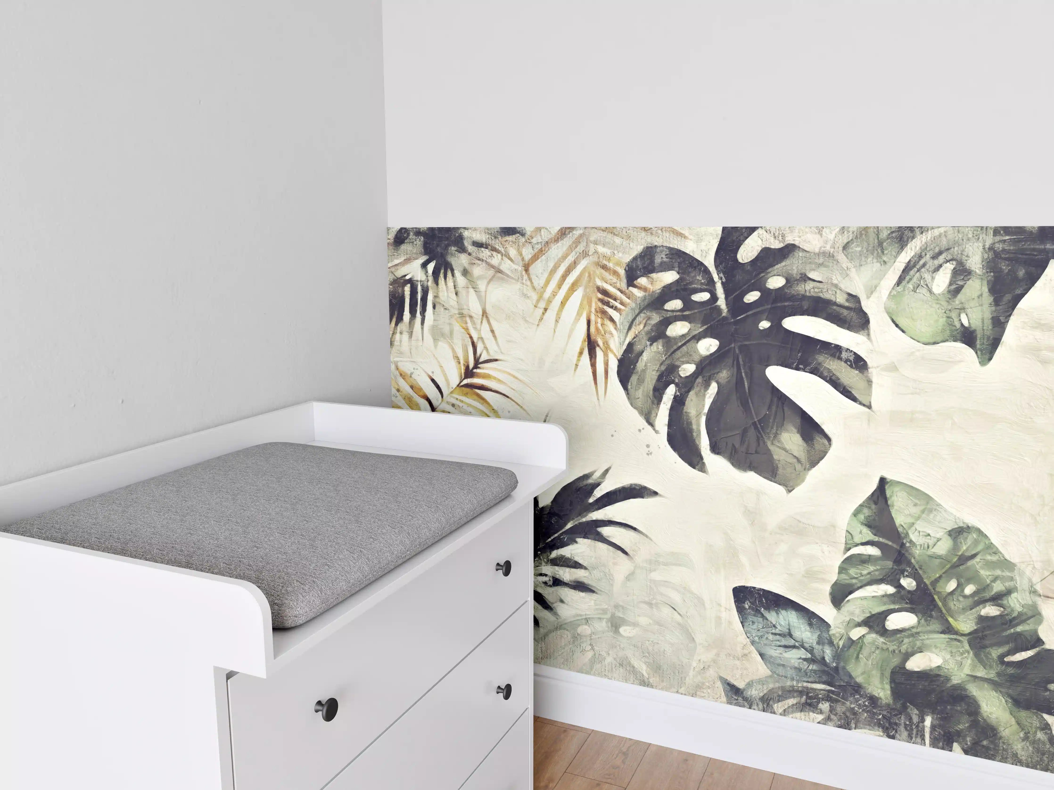 Babyzimmer Wandgestaltung - Gräuliche Pflanzen - Floral