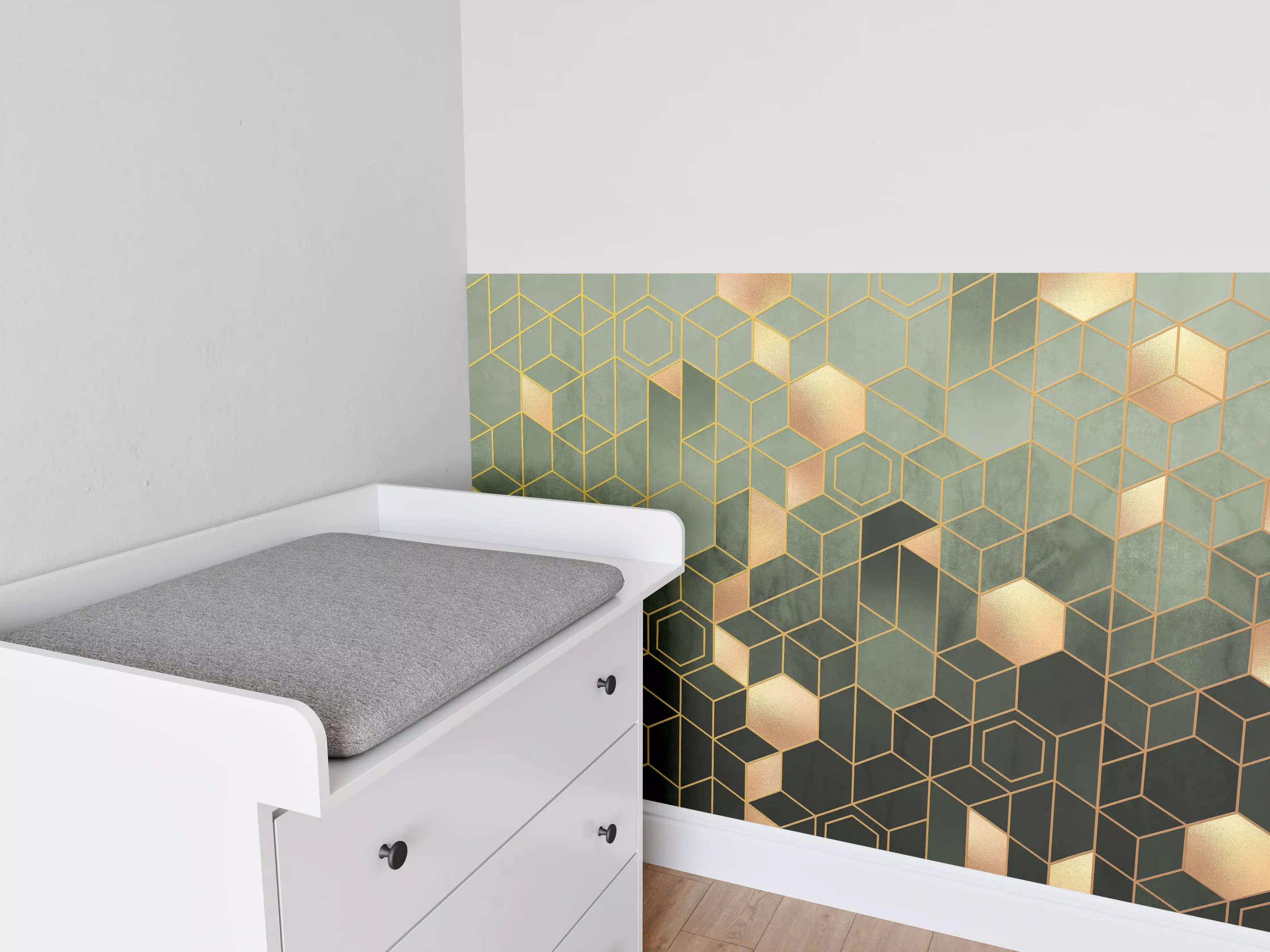 Babyzimmer Wandgestaltung - Gräuliche Sechseck Struktur