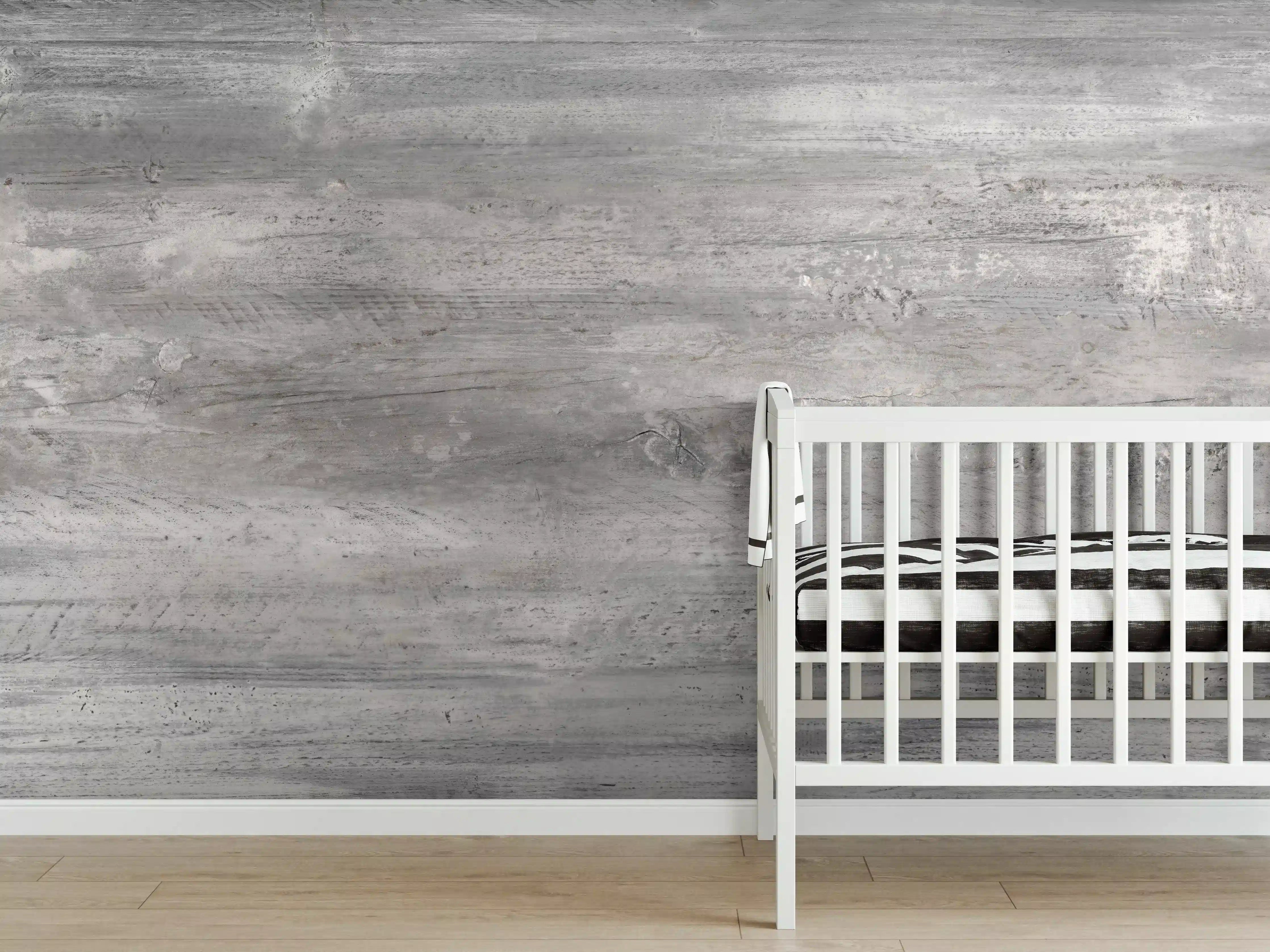 Babyzimmer Wandgestaltung - Gräuliche alte Holztextur