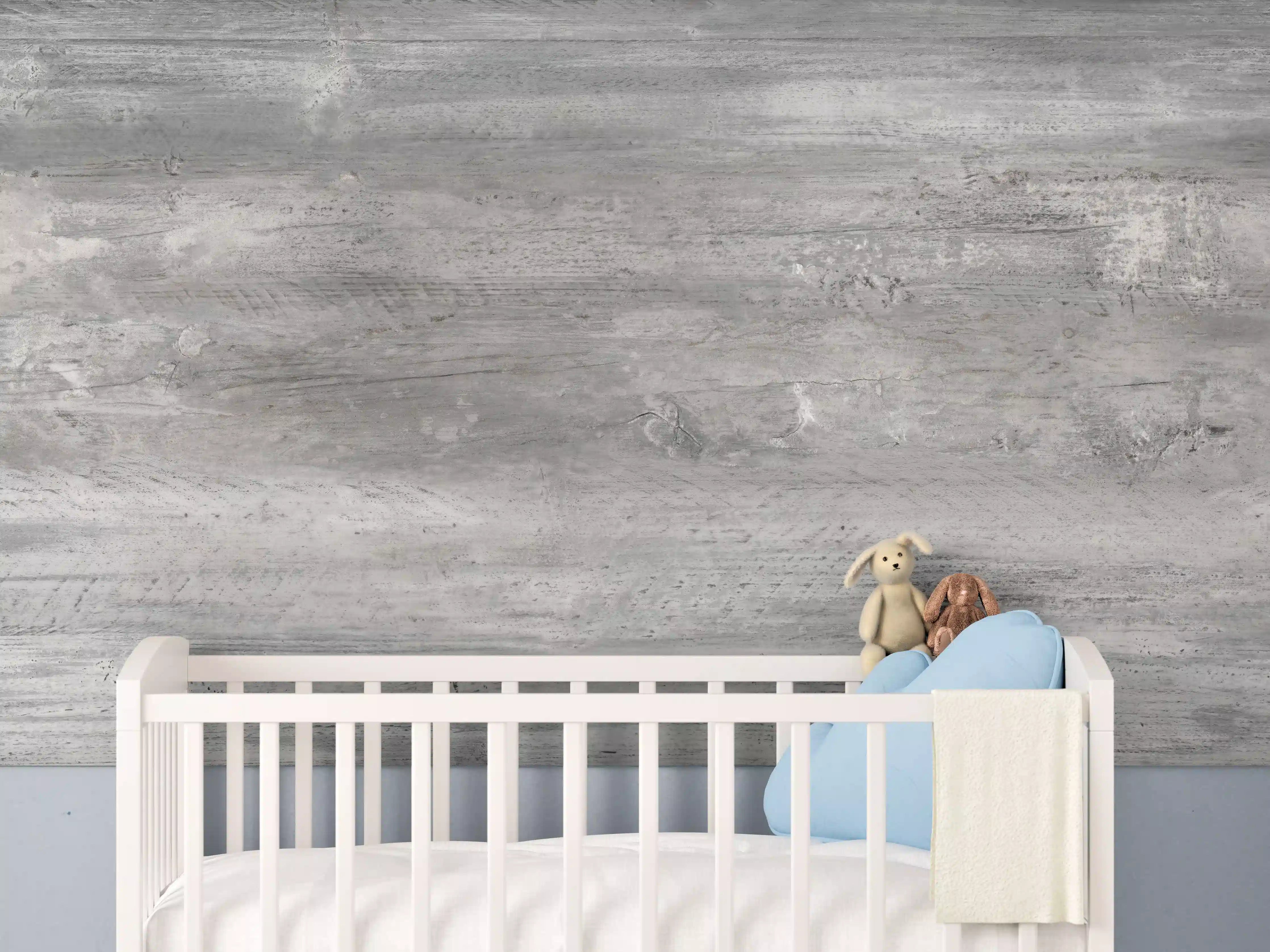 Babyzimmer Wandgestaltung - Gräuliche alte Holztextur