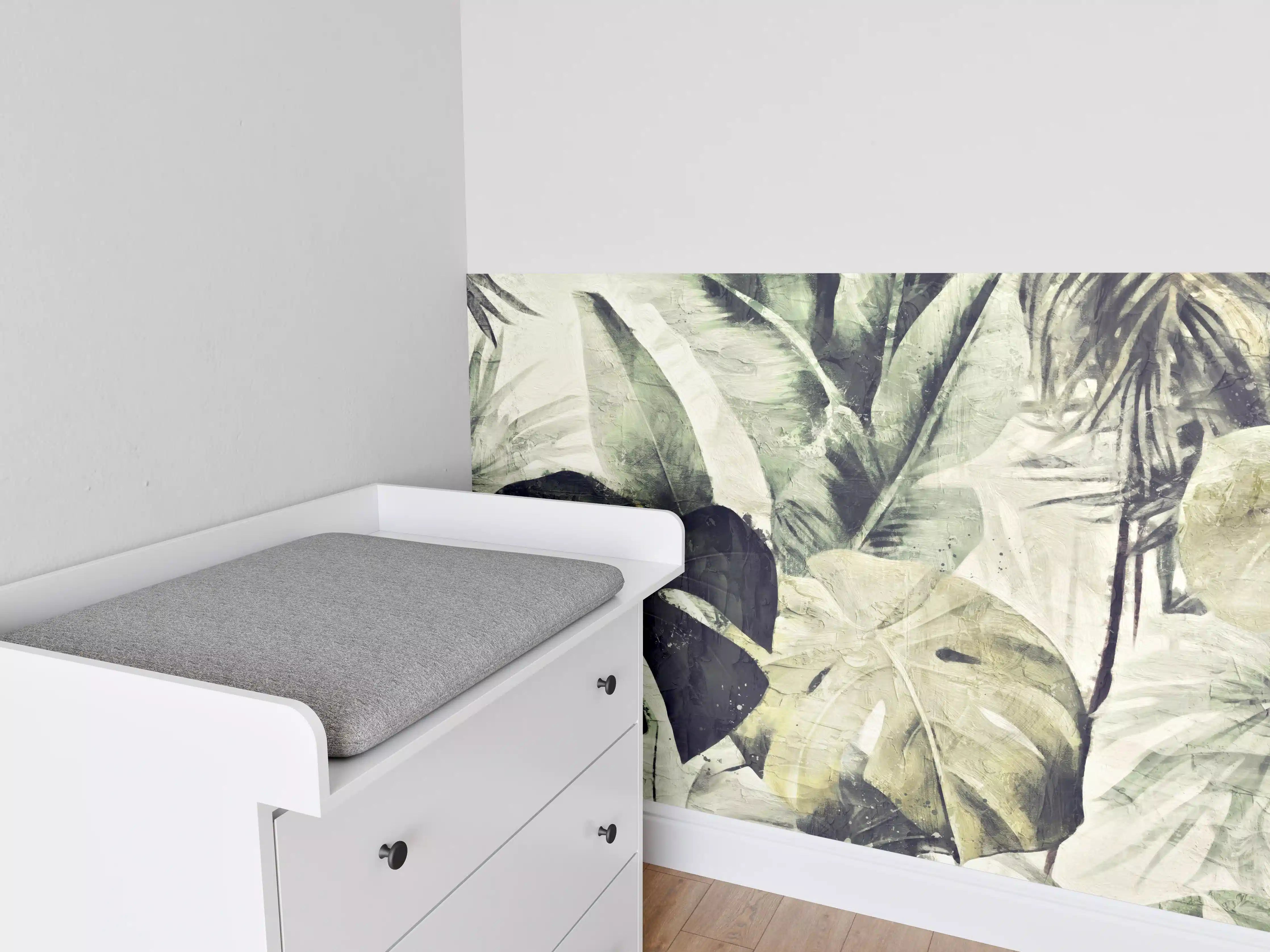 Babyzimmer Wandgestaltung - Gräulicher Dschungel - Floral