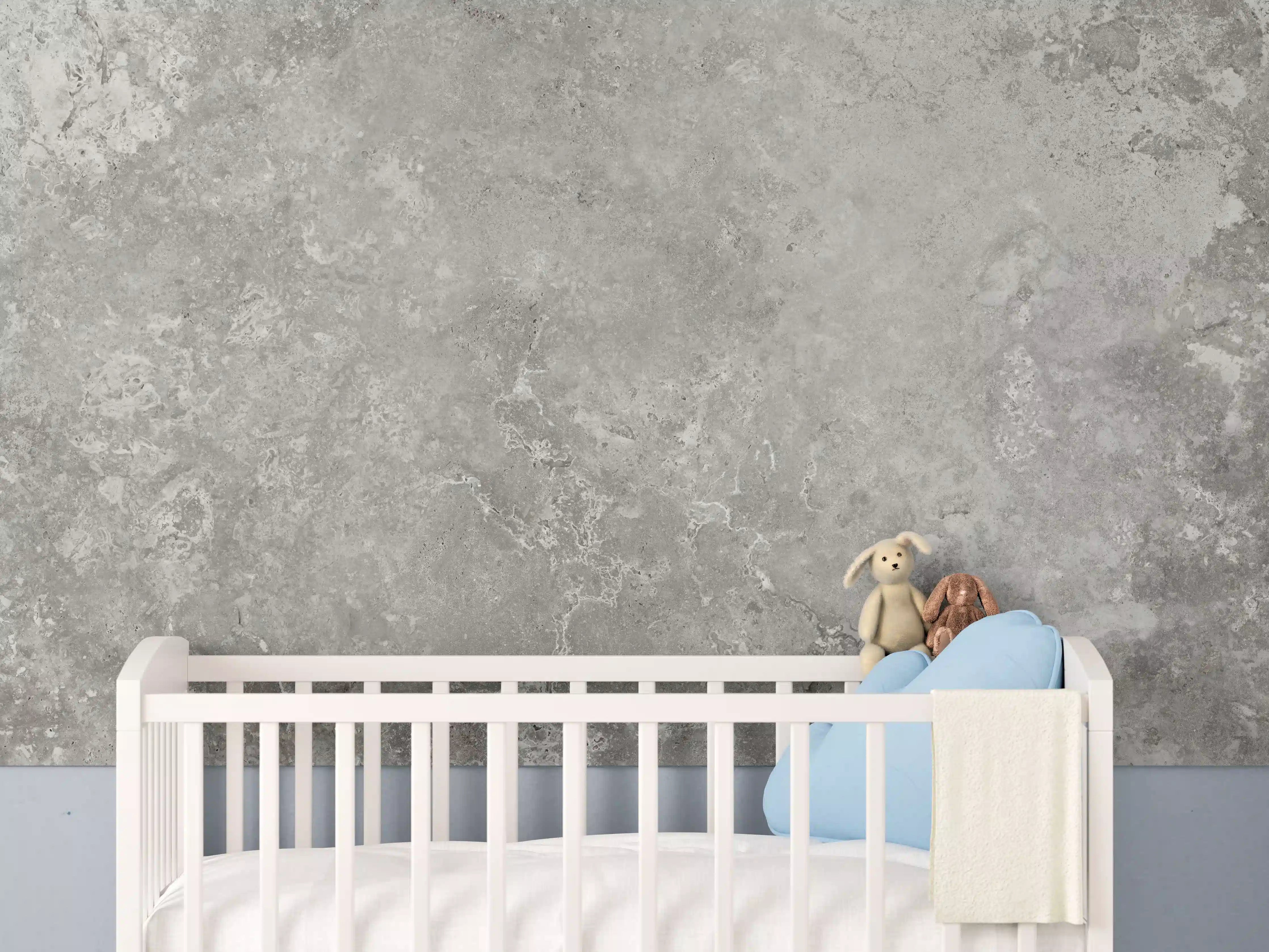 Babyzimmer Wandgestaltung - Gräulicher Zement