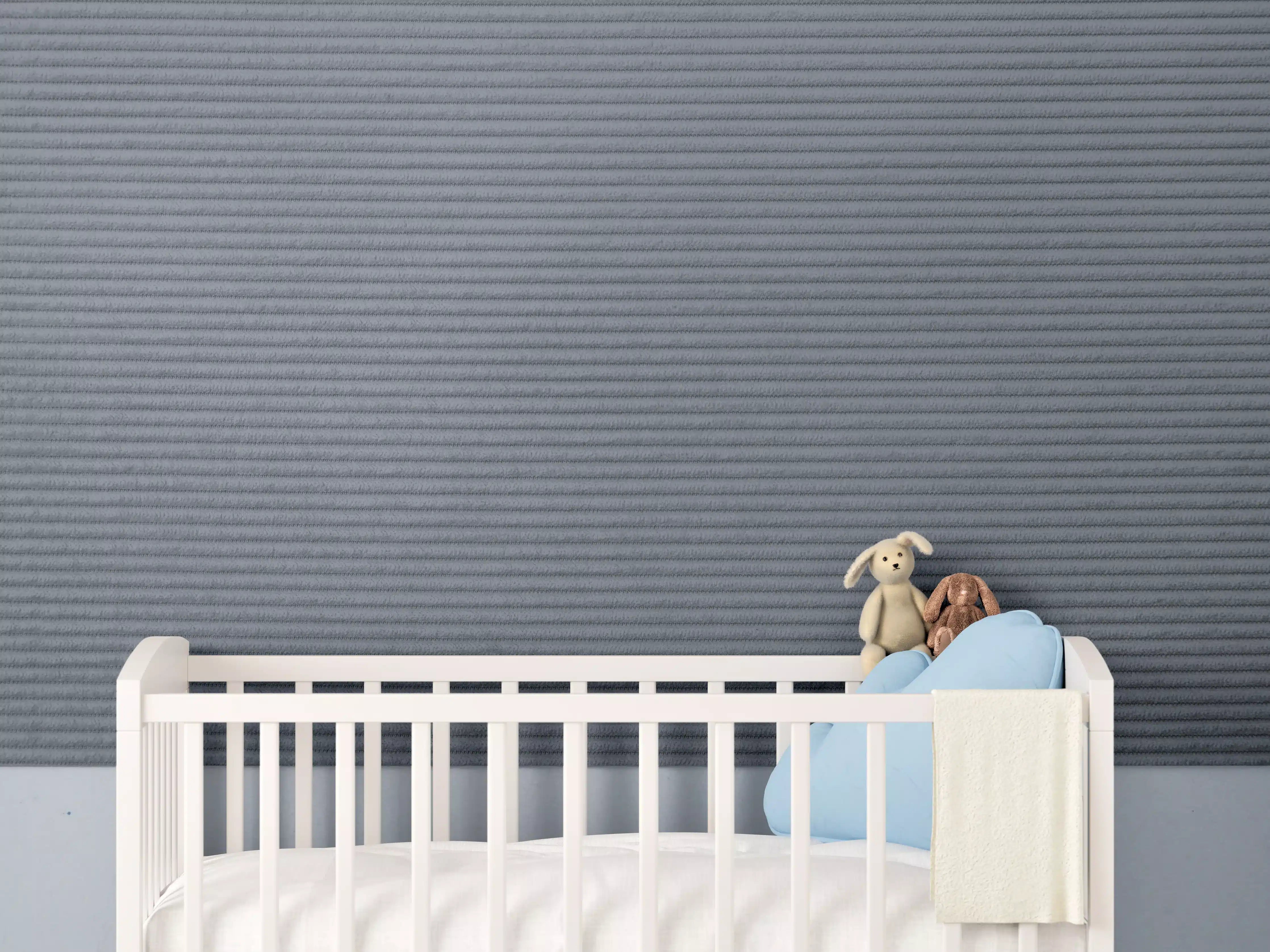 Babyzimmer Wandgestaltung - Gräulicher genähter Stoff 