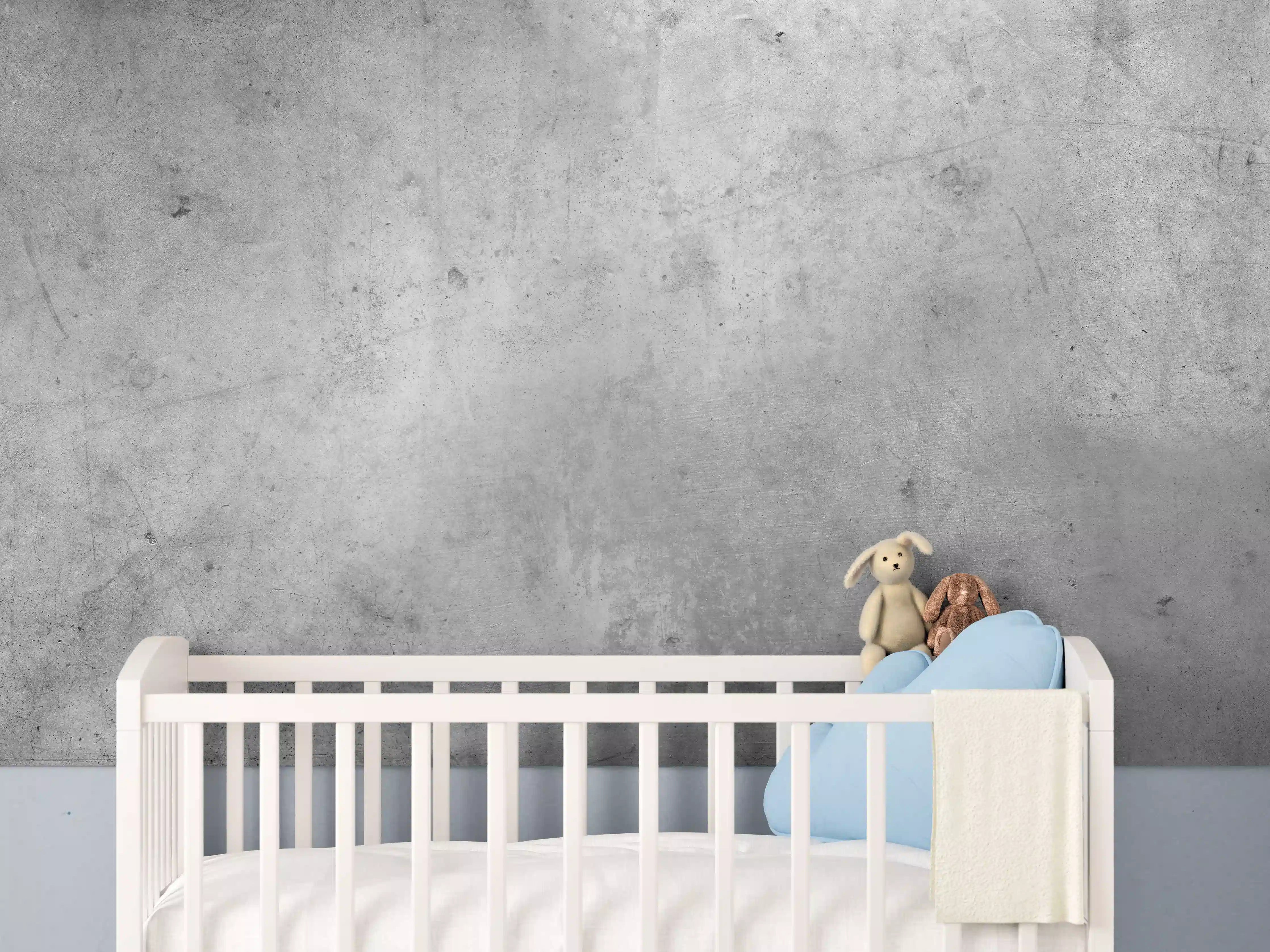 Babyzimmer Wandgestaltung - Gräulicher rauer Beton