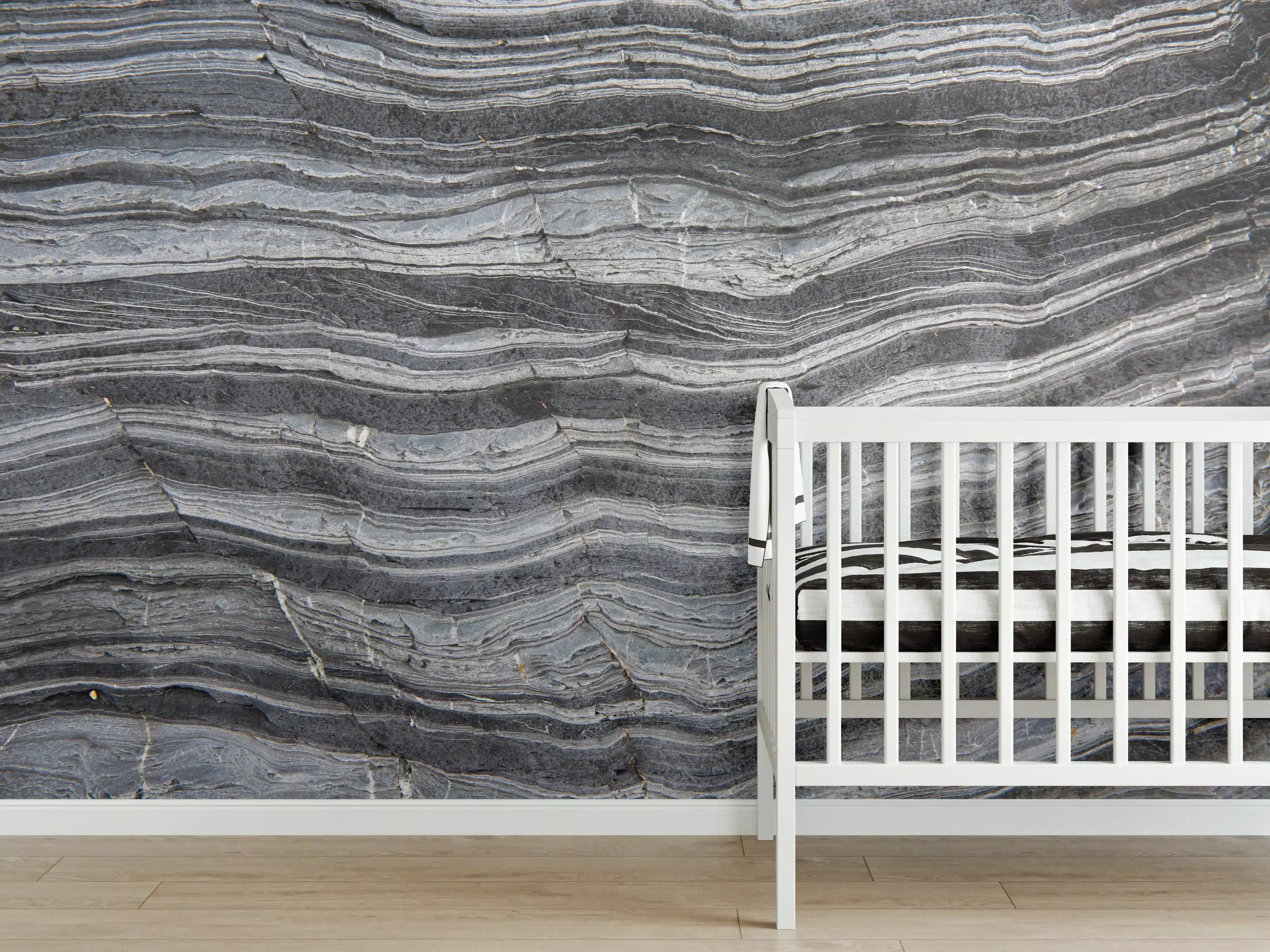 Babyzimmer Wandgestaltung - Gräulicher rissiger Schiefer