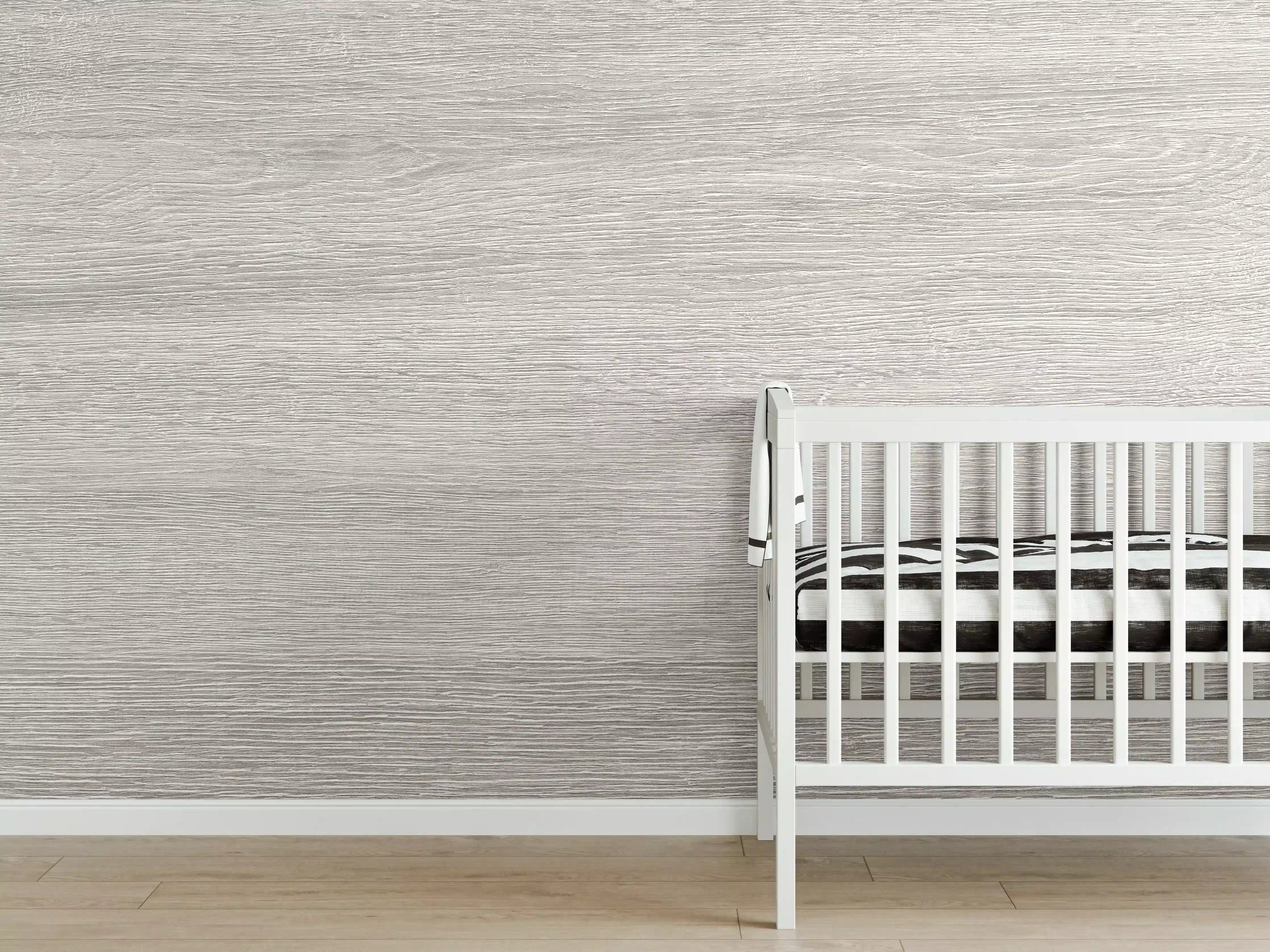 Babyzimmer Wandgestaltung - Gräuliches Eichenholzplatte