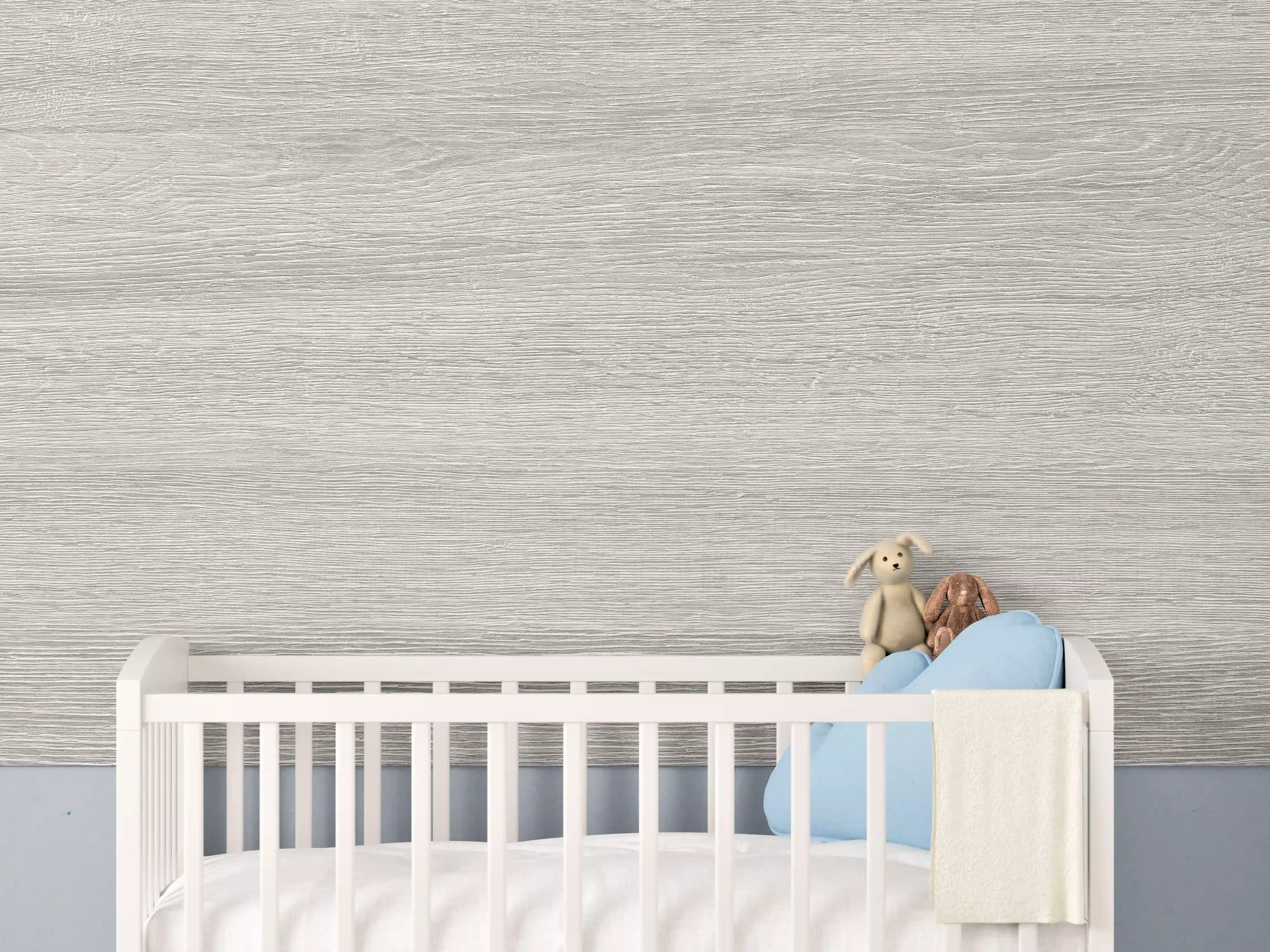 Babyzimmer Wandgestaltung - Gräuliches Eichenholzplatte