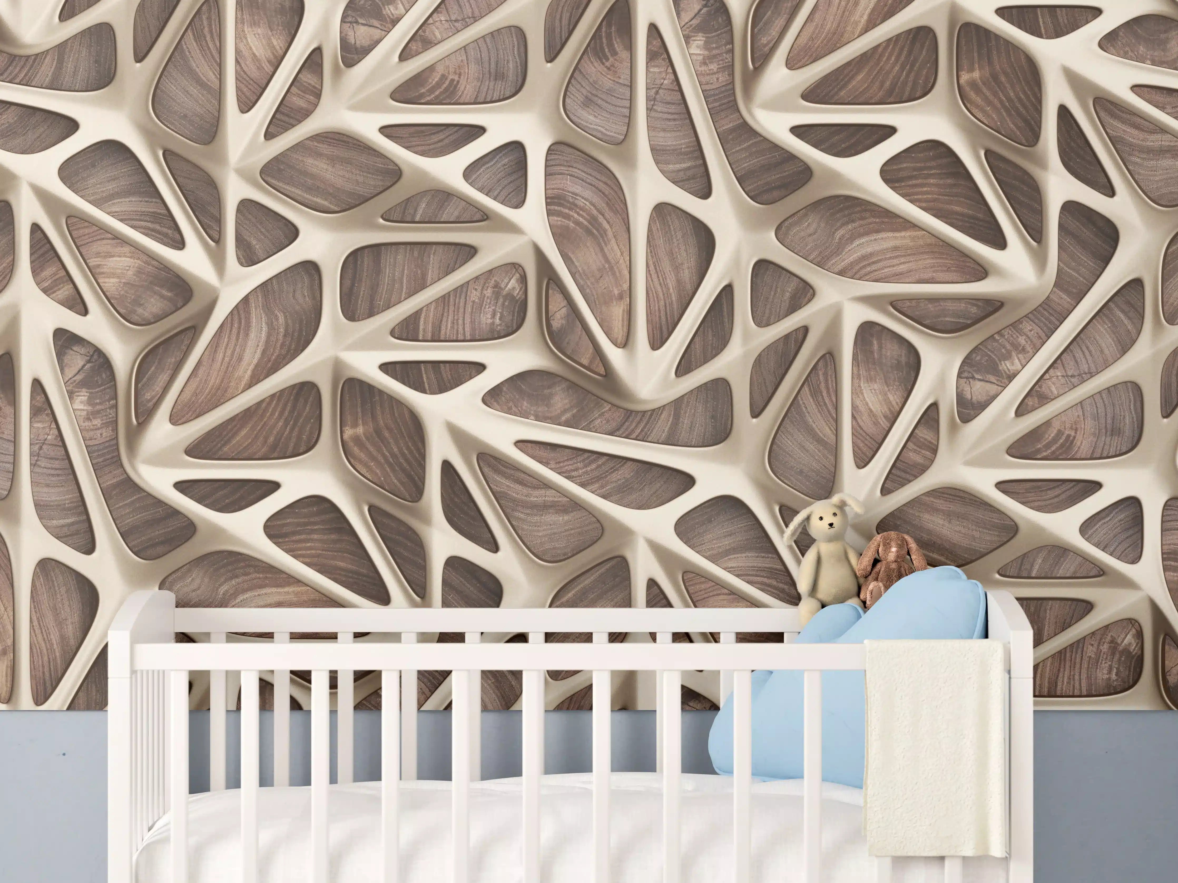 Babyzimmer Wandgestaltung - Gräuliches Gitter Muster 