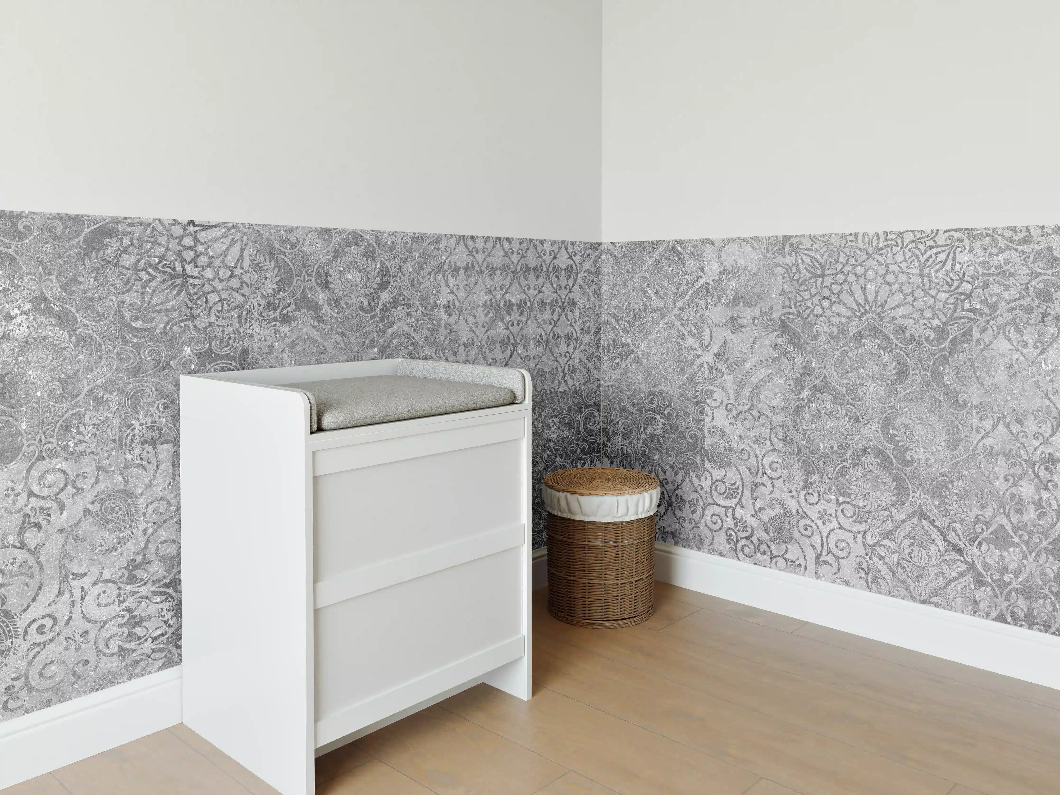 Babyzimmer Wandgestaltung - Gräuliches Mosaik Muster