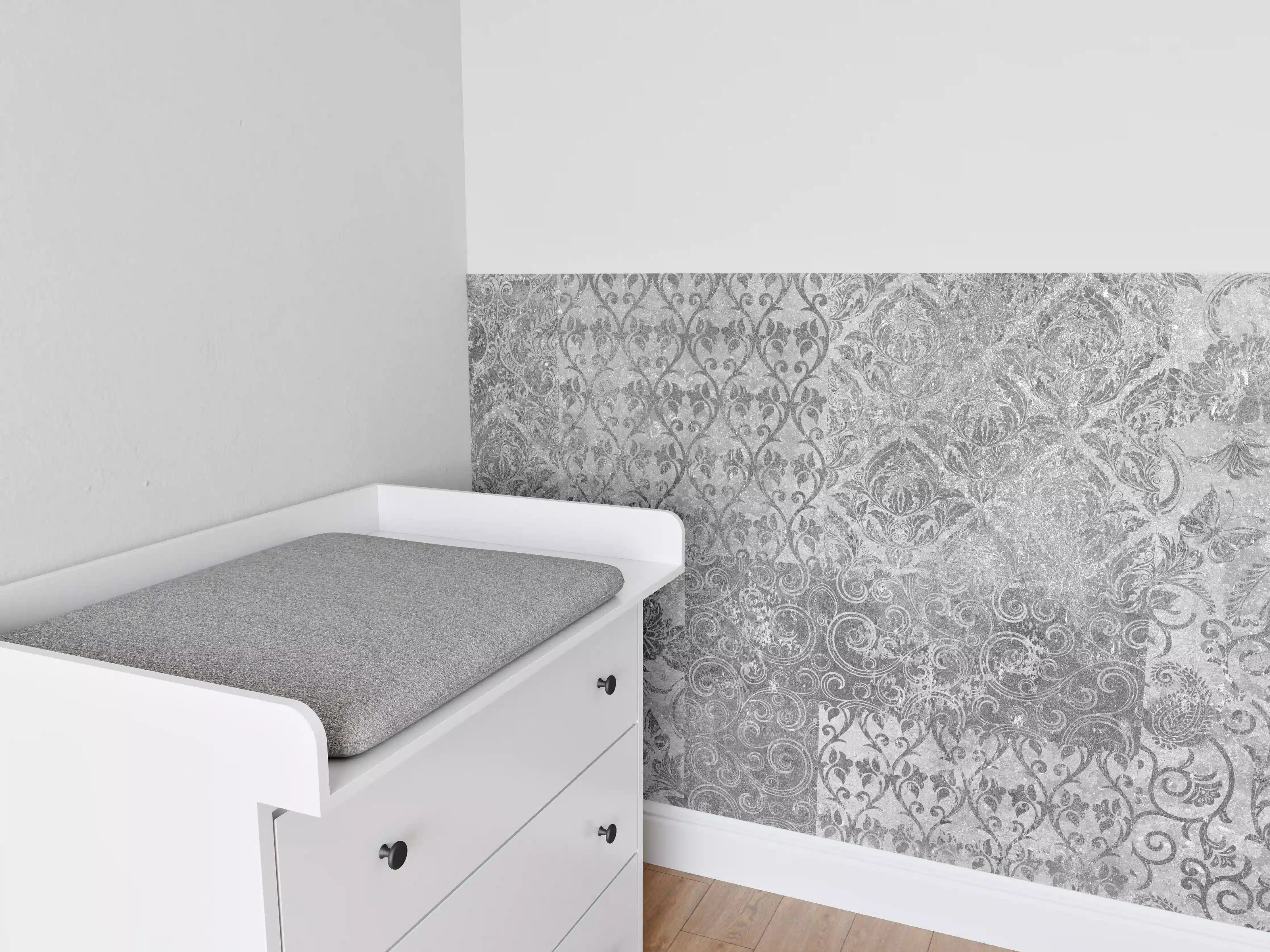Babyzimmer Wandgestaltung - Gräuliches Mosaik Muster