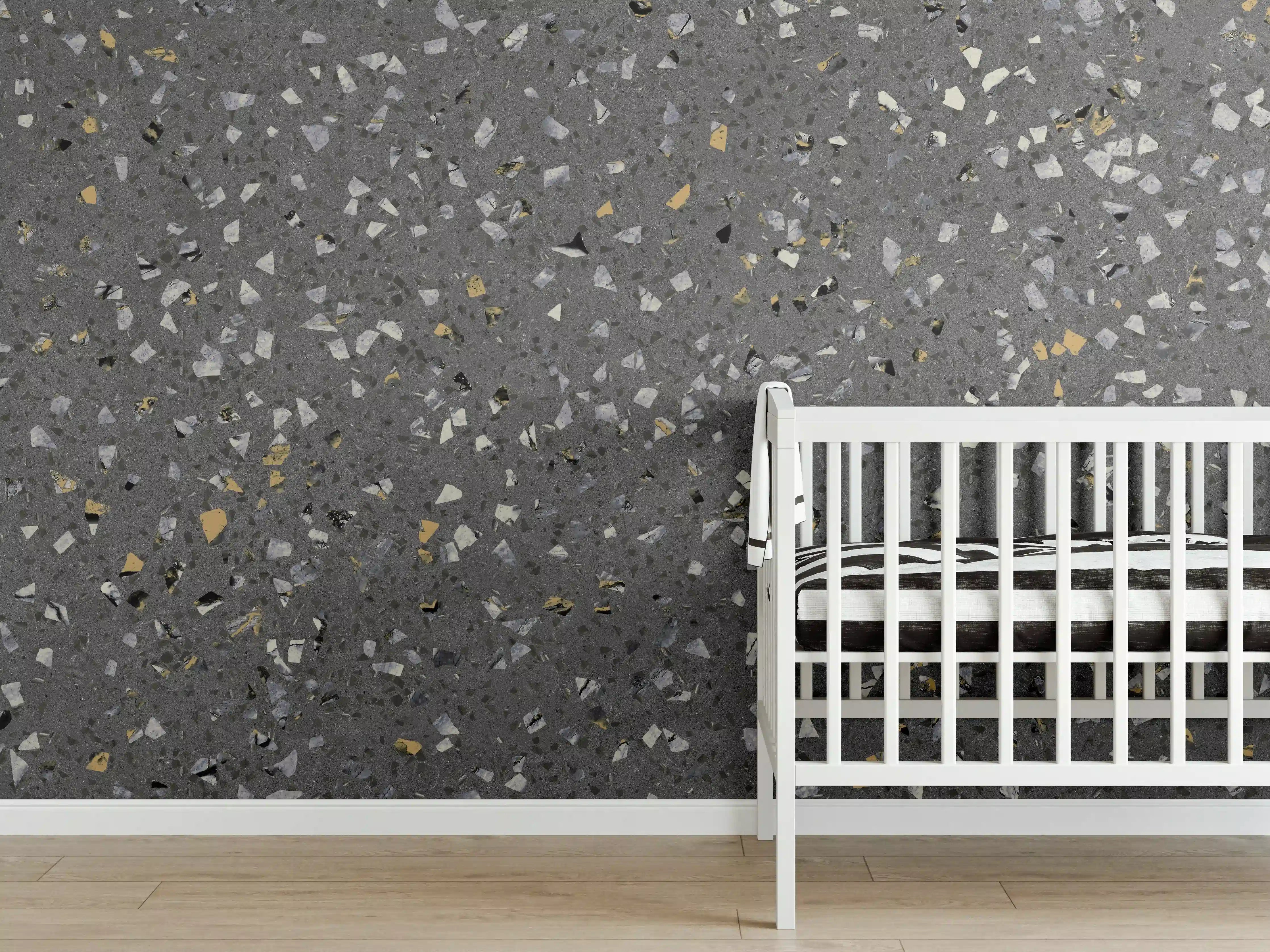 Babyzimmer Wandgestaltung - Gräuliches Wandmuster - Marmor
