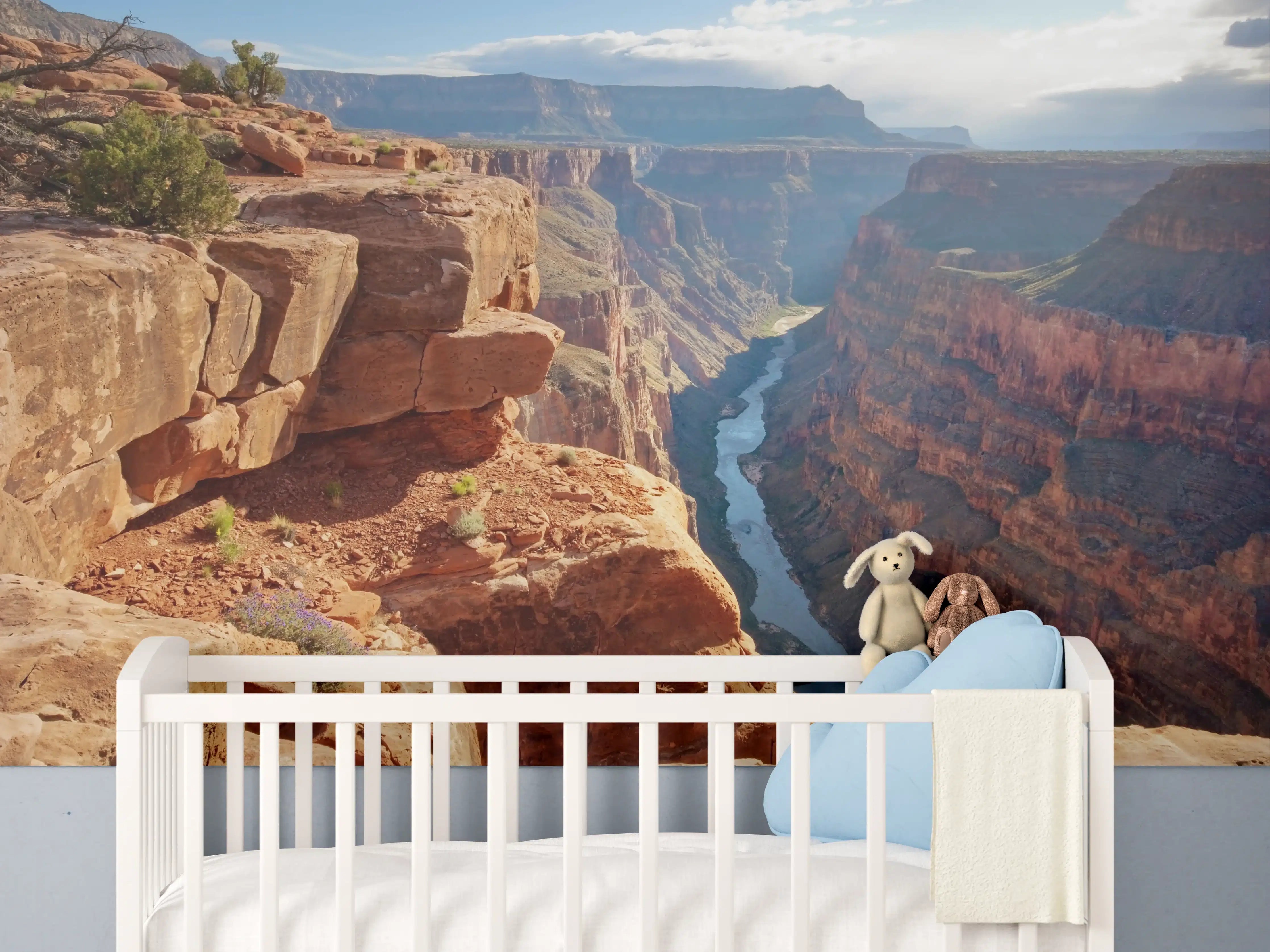 Babyzimmer Wandgestaltung - Grand Canyon Flusslandschaft mit rotem Gestein
