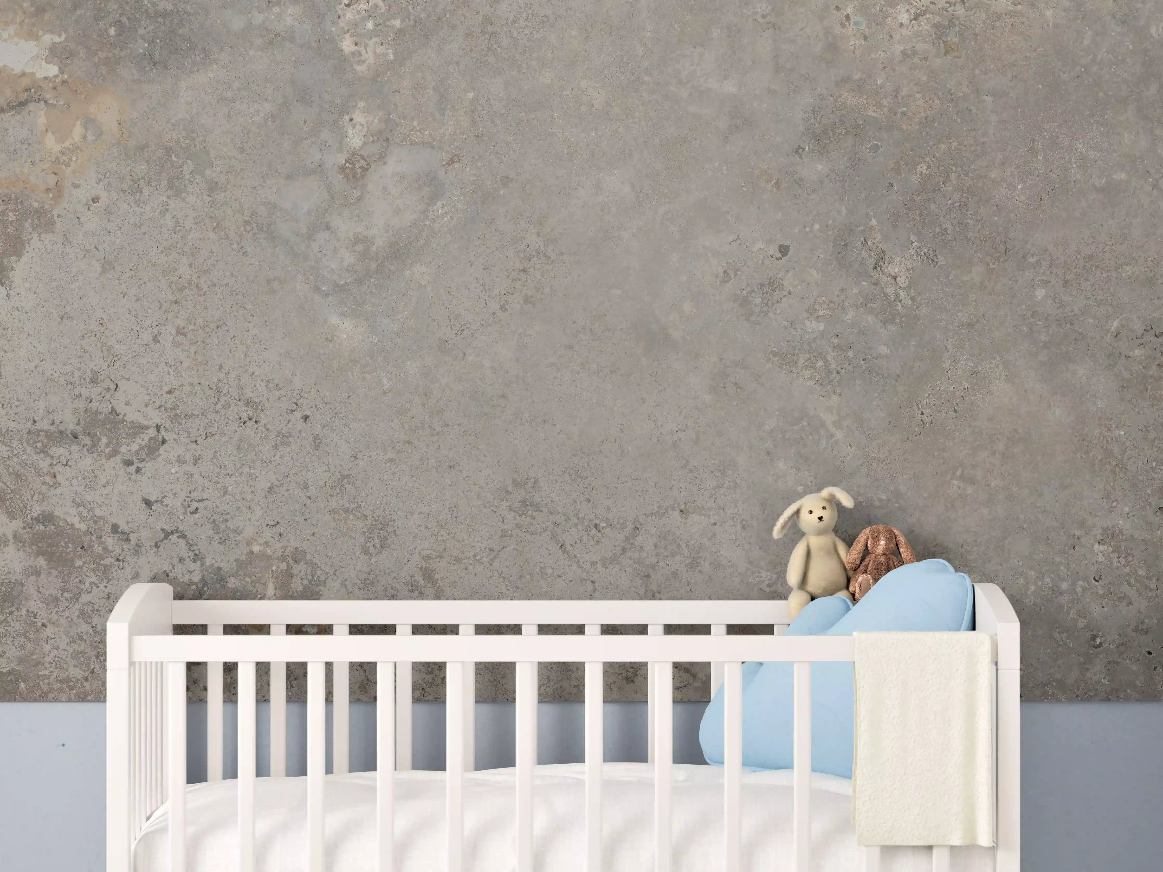 Babyzimmer Wandgestaltung - Grau-Braune Steinwand-Textur
