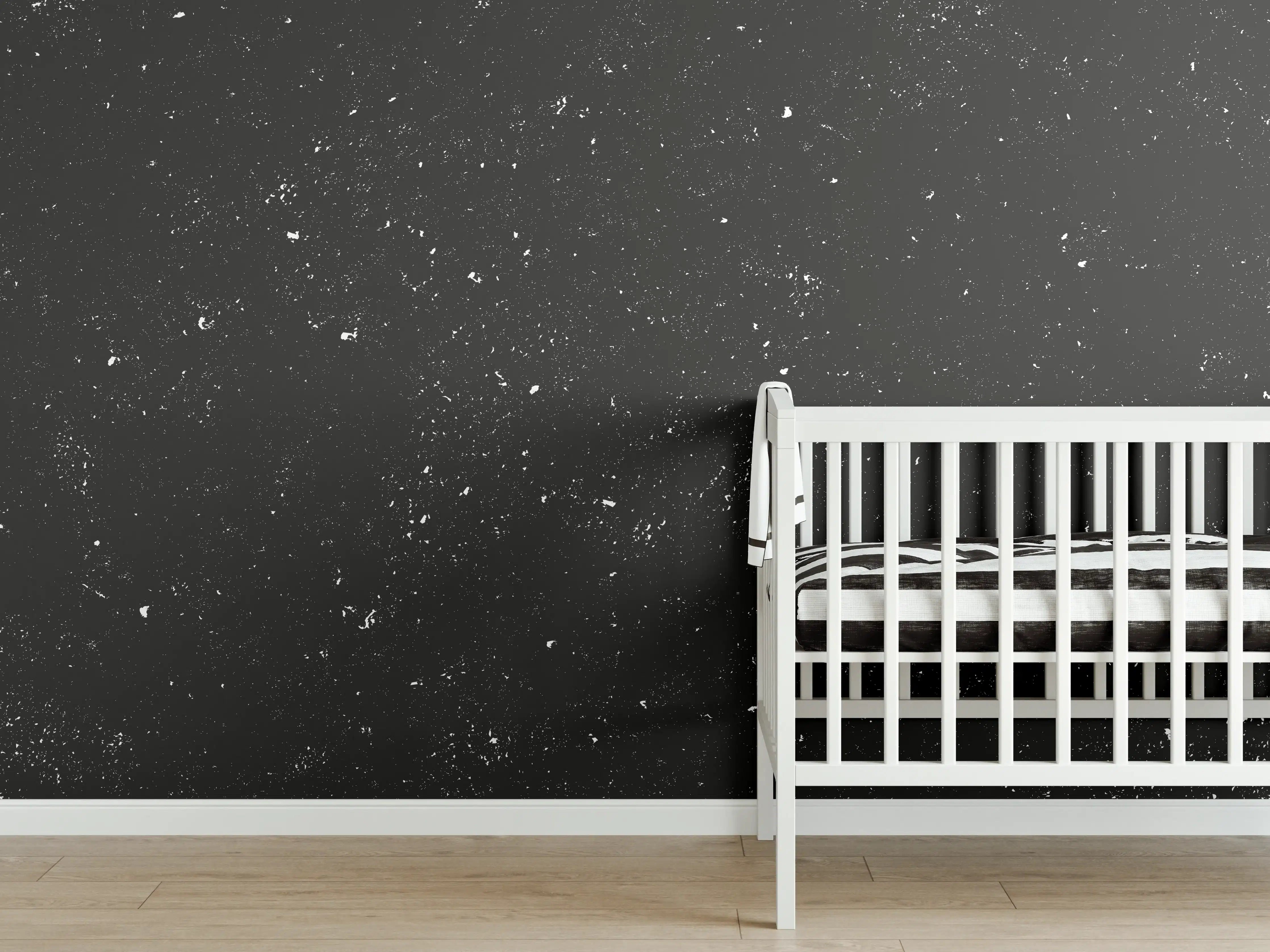 Babyzimmer Wandgestaltung - Grau-Schwarze Beton Riss-Textur