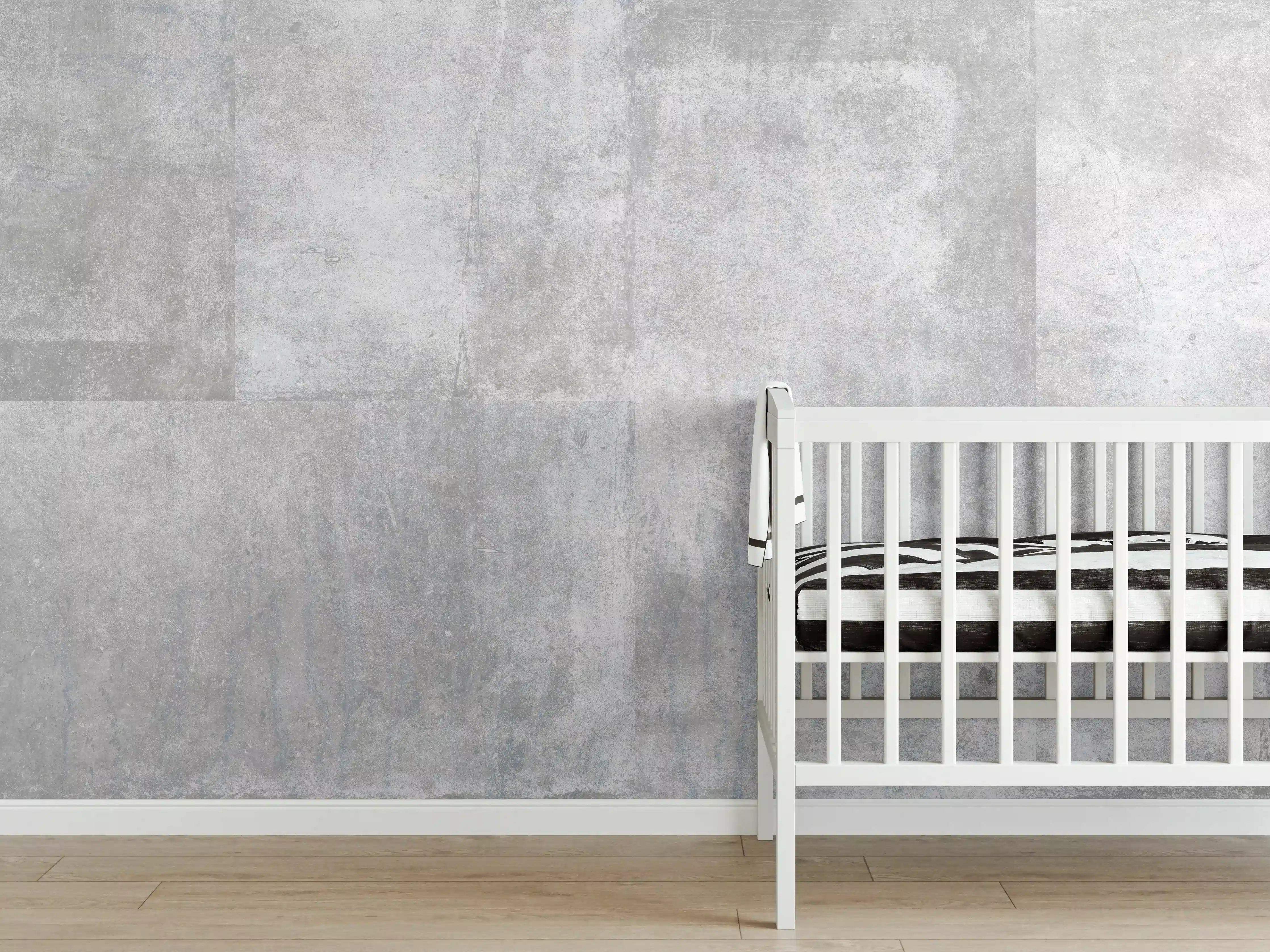 Babyzimmer Wandgestaltung - Grau-Weiße Zementwand Textur