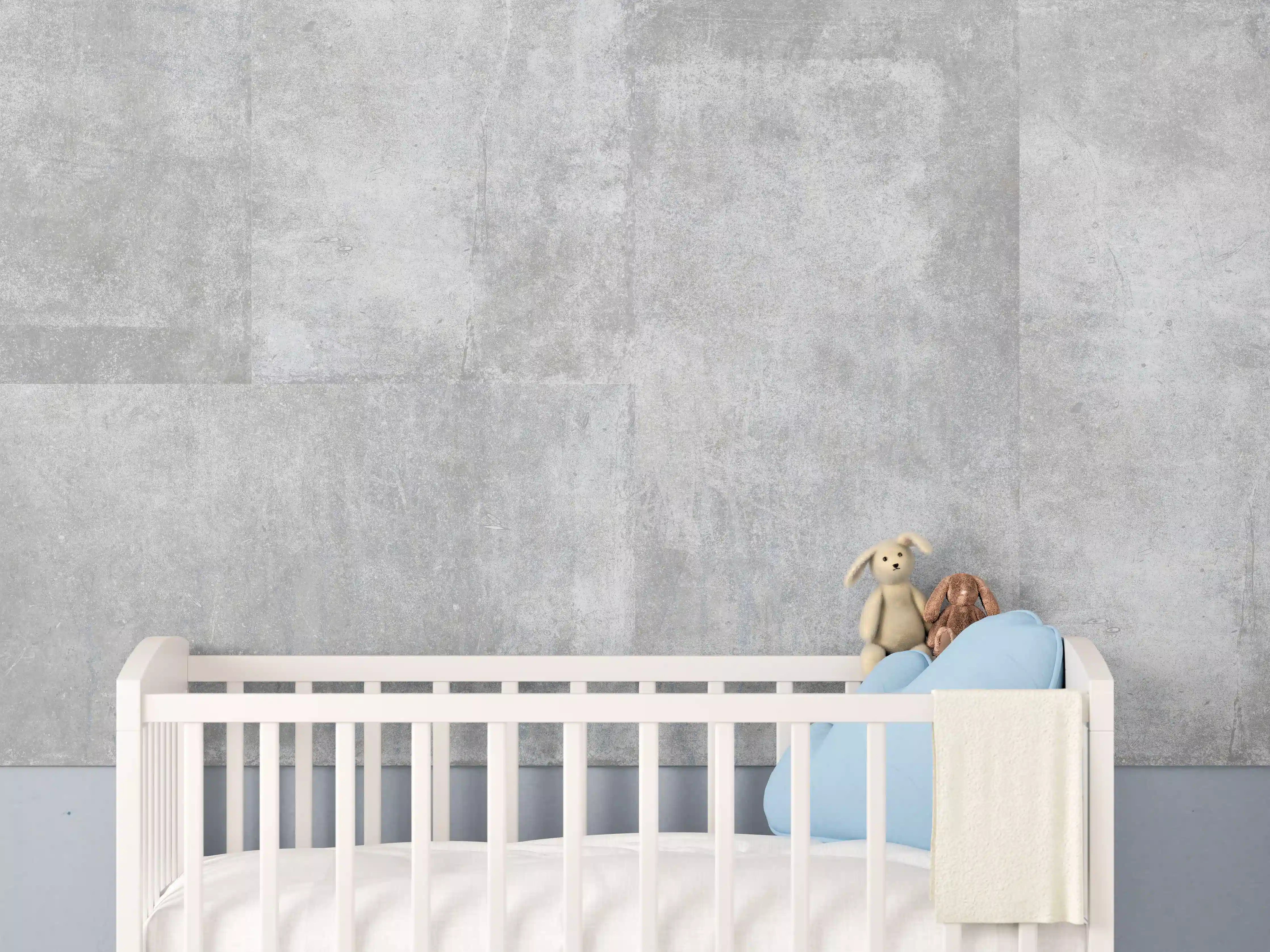Babyzimmer Wandgestaltung - Grau-Weiße Zementwand Textur