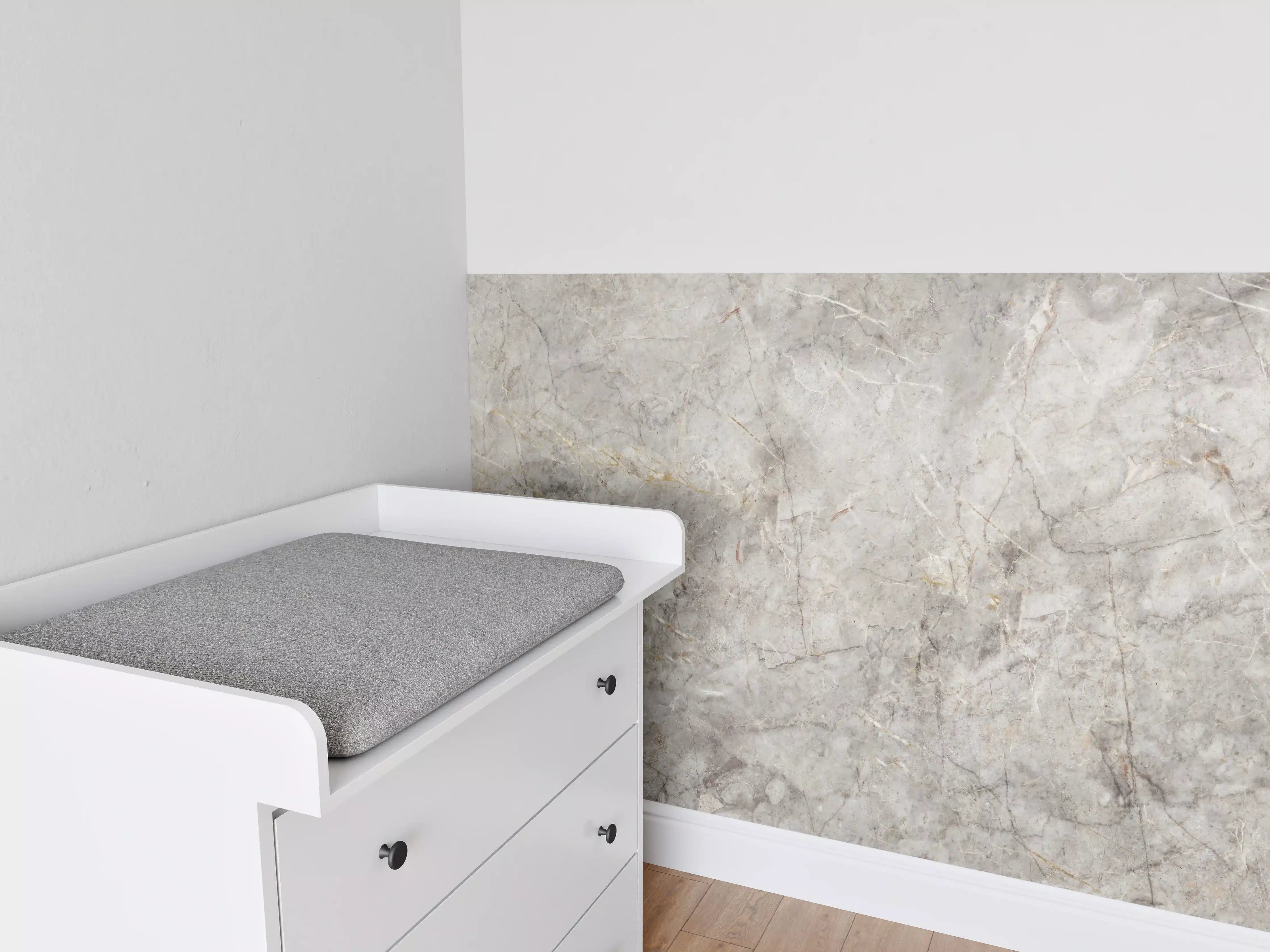 Babyzimmer Wandgestaltung - Grau-Weißer Marmorstein Effekt