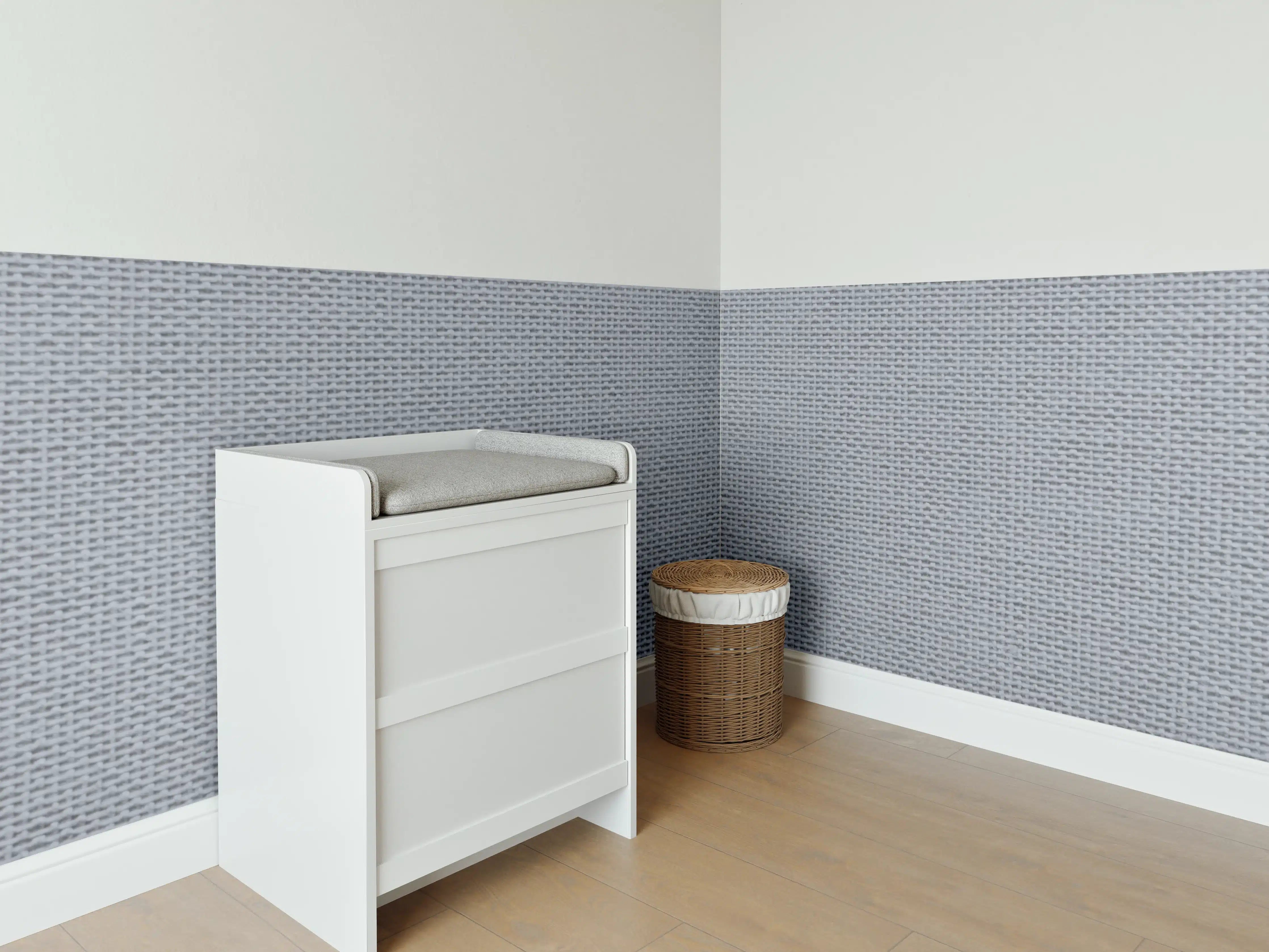 Babyzimmer Wandgestaltung - Grau gewebte Wolle