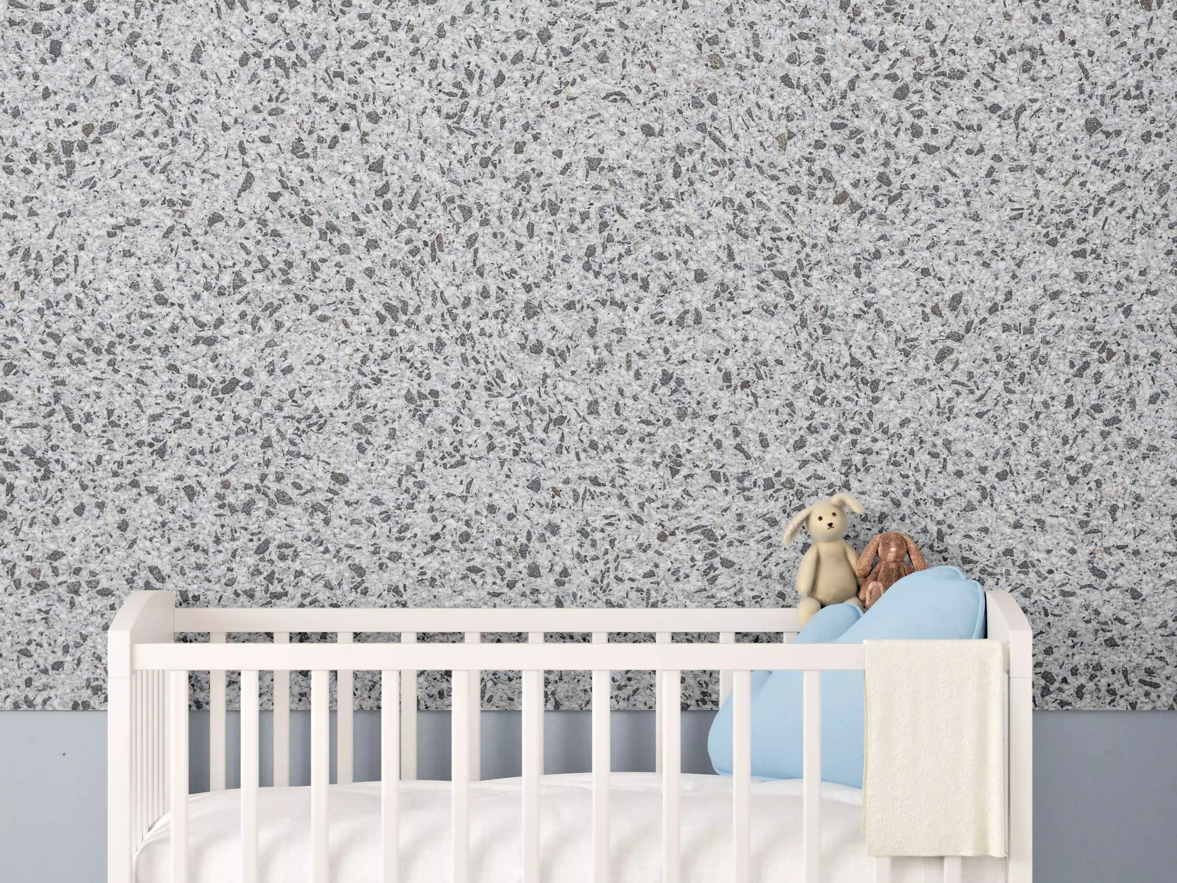 Babyzimmer Wandgestaltung - Grau-marmorierte Strukturoberfläche