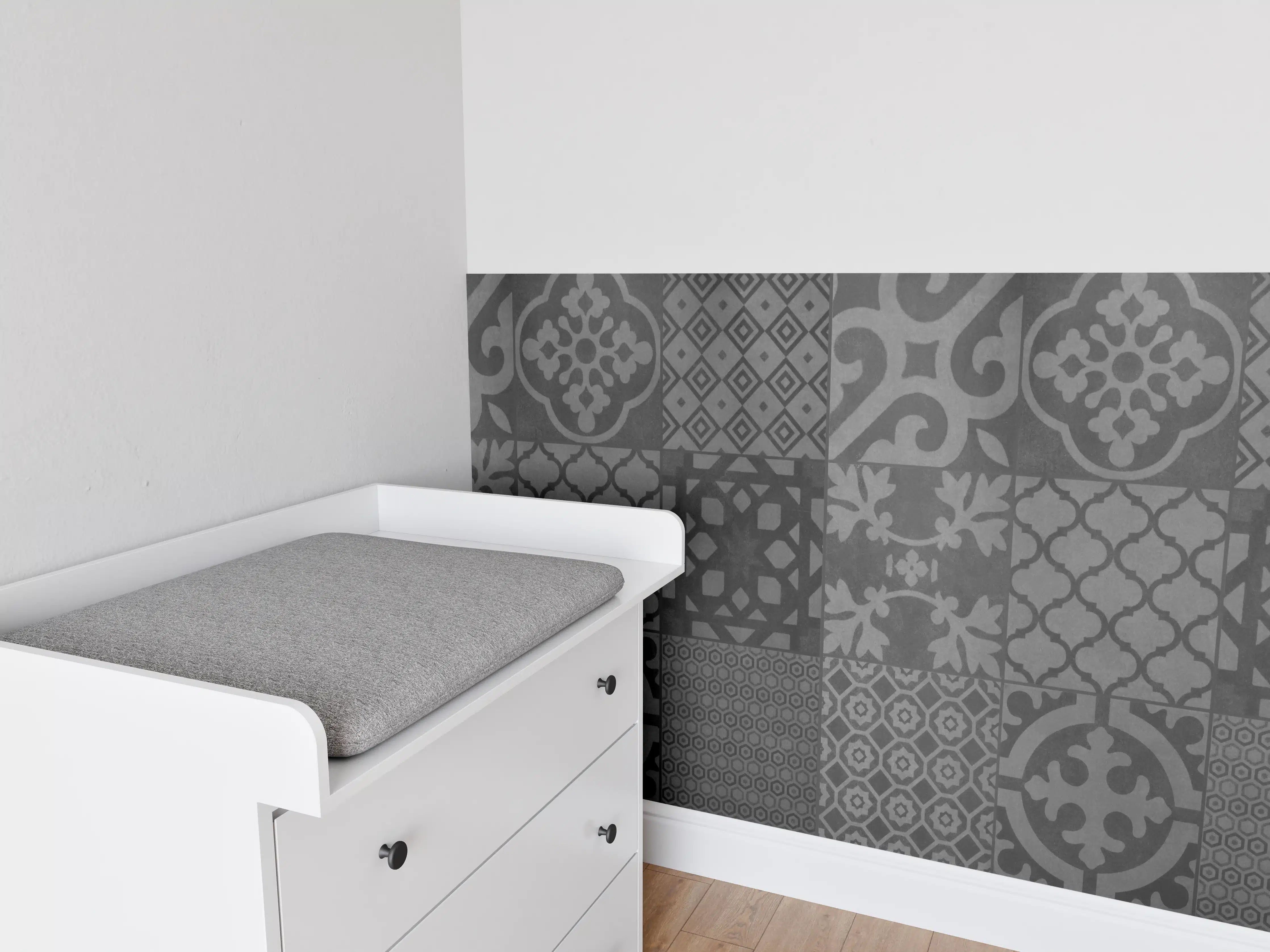 Babyzimmer Wandgestaltung - Grau vintage Fliesen