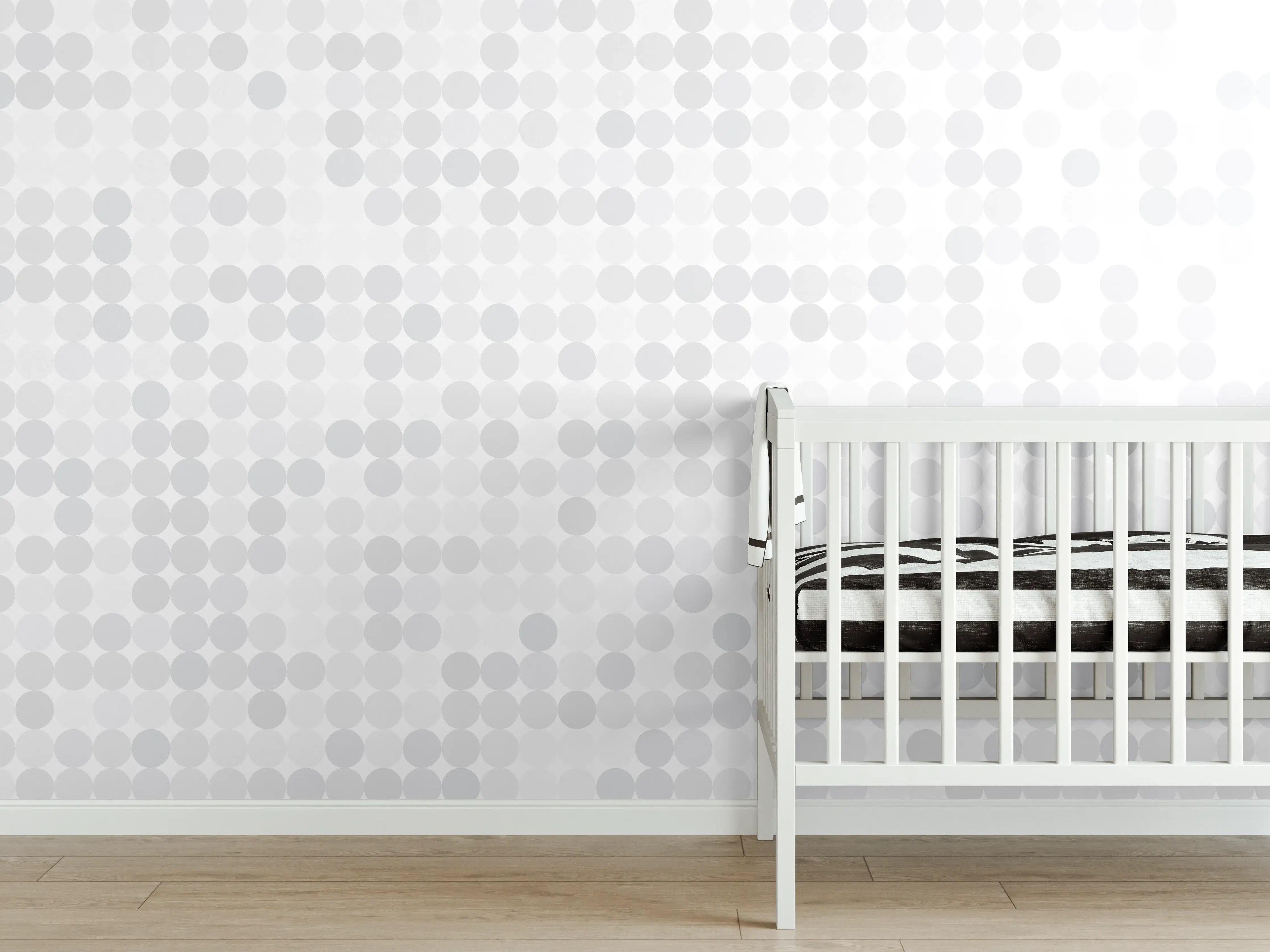 Babyzimmer Wandgestaltung - Grau-weißes Punktmuster