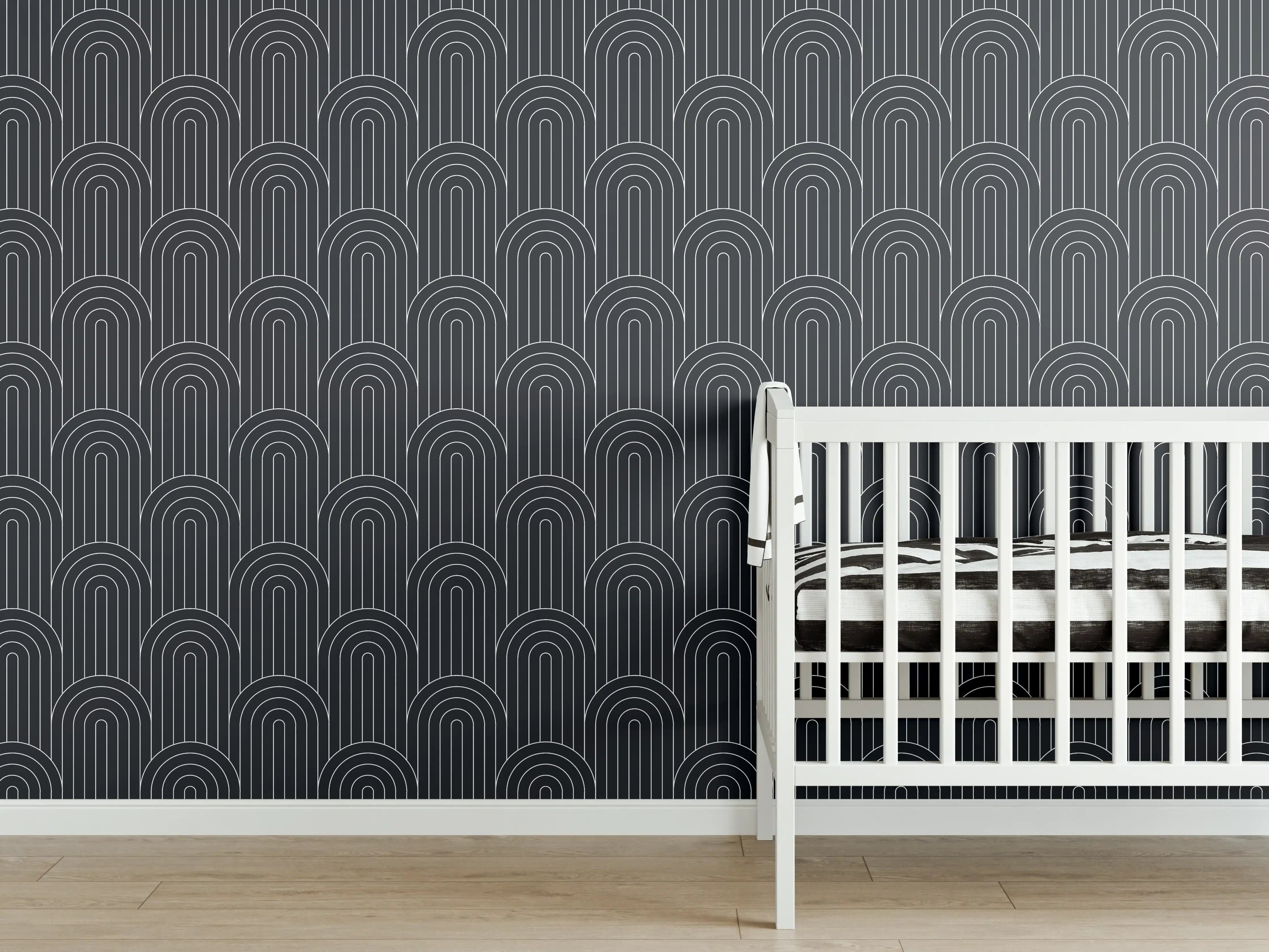 Babyzimmer Wandgestaltung - Graue Arcate-Design für moderne Räume